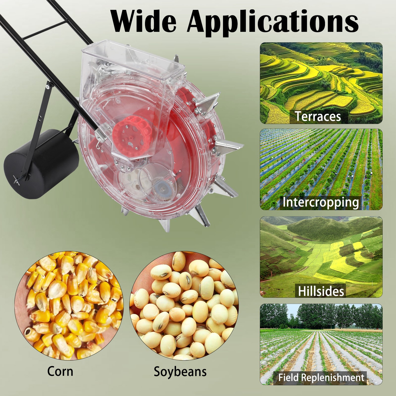 Hand Push Roller Soy Corn Carousel Precision Seeding Tool Manual Seeder Machine