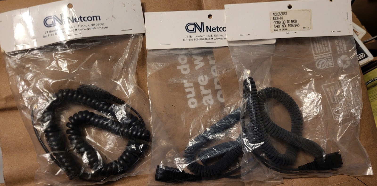 Lot of 3 GN Netcom Jabra 8800-01 Direct Connect Cord QD to Mod Part No. 1003945