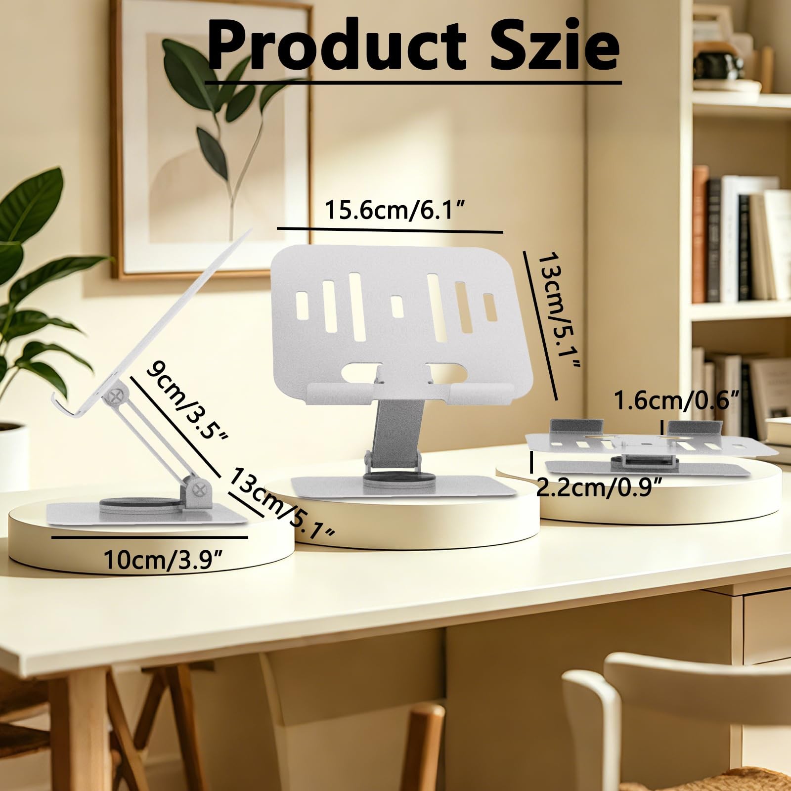 TAPMEI Larger Tablet Stand for iPad, 360° Rotation Adjustable silvery