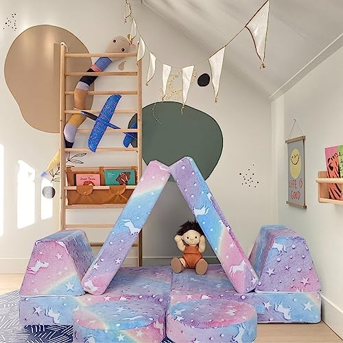 Modular Glow Sofa for Kids – 8-Piece Foam Play Couch Set Glowing Plush Rainbow
