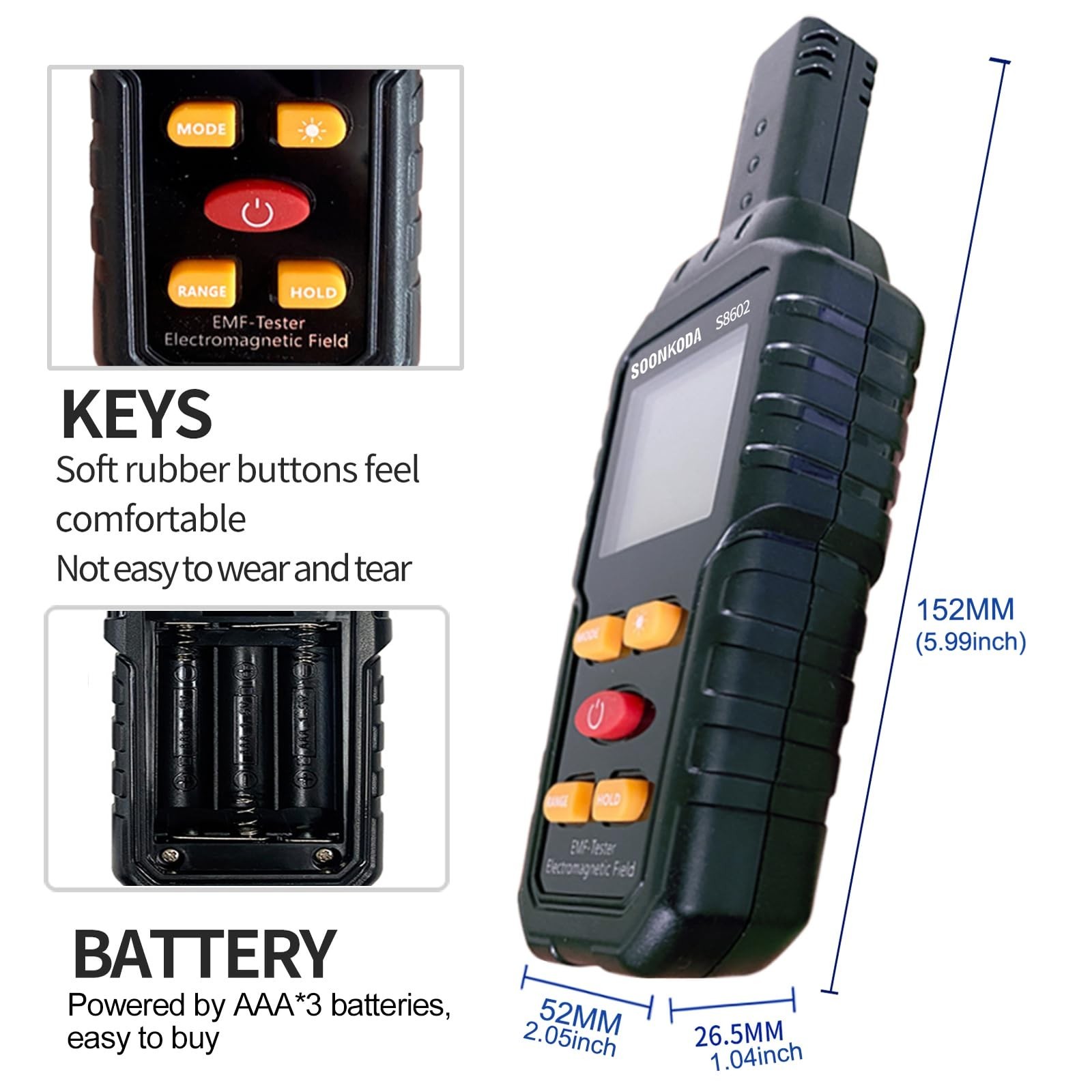 3 in 1 EMF Meter,EMF Reader,Electromagnetic Field Radiation Detector,EMF Test...