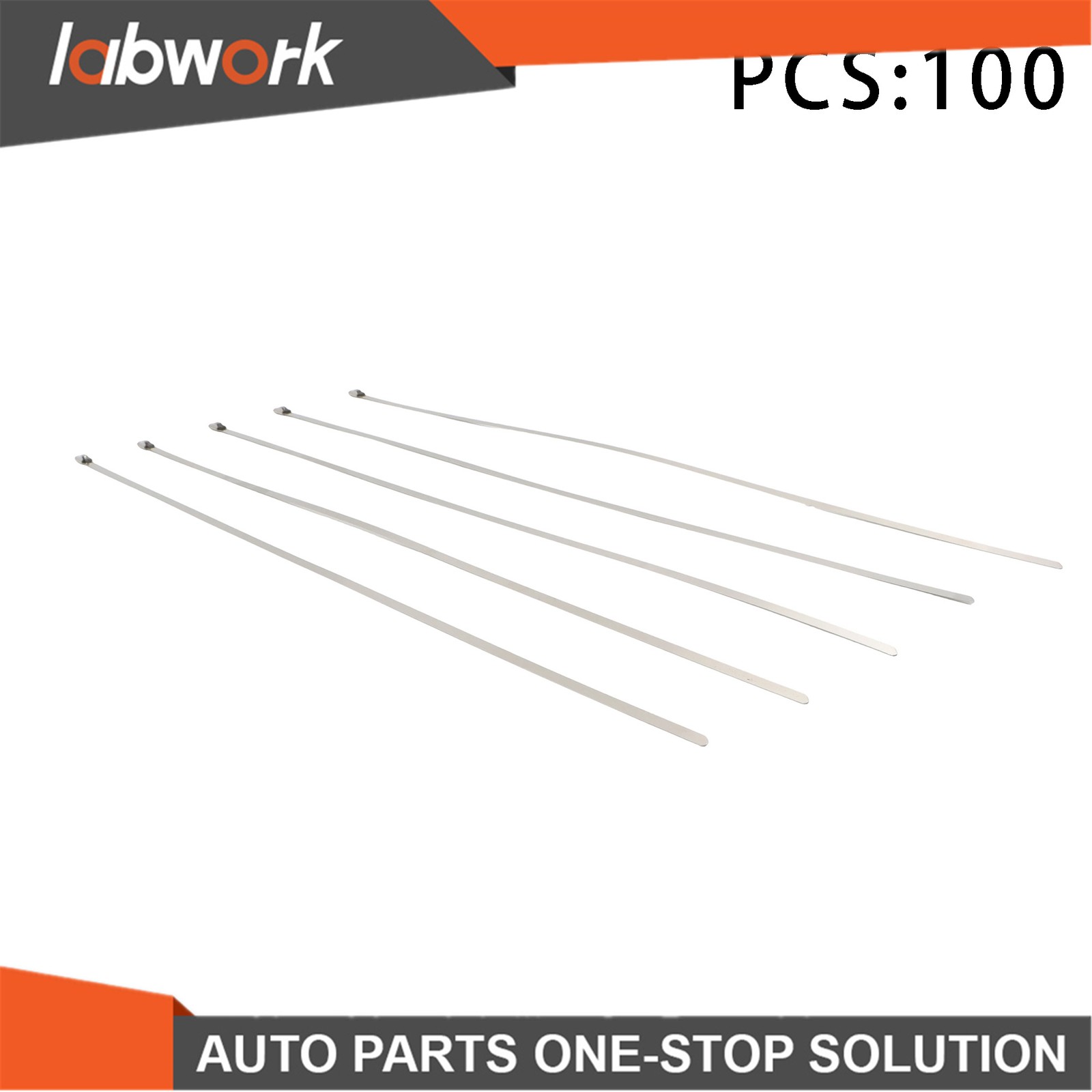Labwork 18" Zip Ties 304 Stainless Steel Cable Ties 270lb Strength 100 Pcs