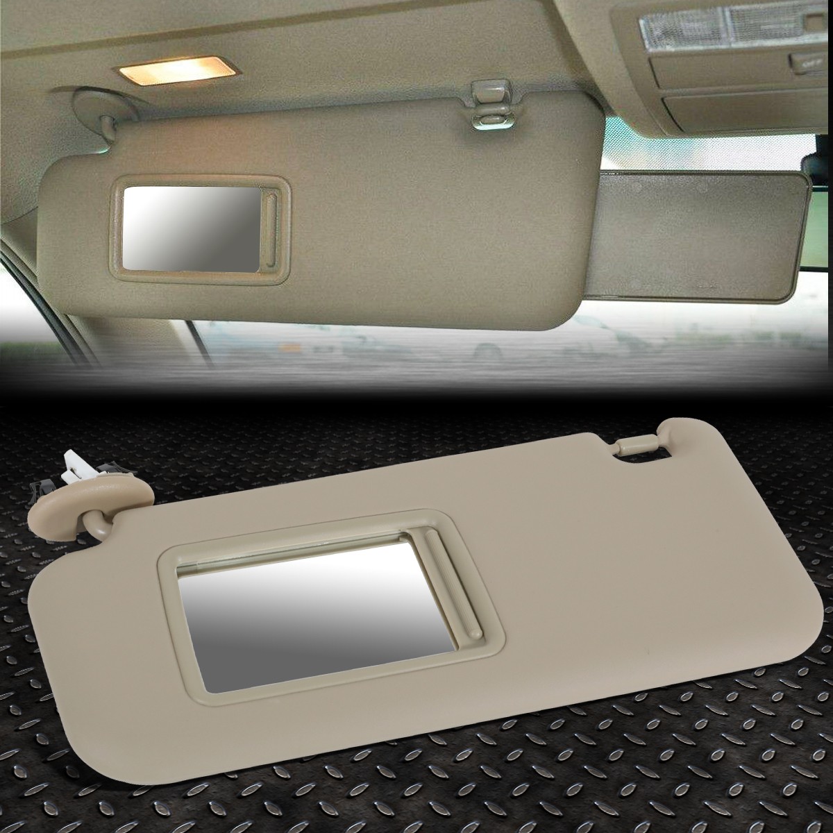 FOR 06-12 TOYOTA RAV4 LEFT DRIVER SIDE SUN VISOR SUNSHADE W/O VANITY LIGHT BEIGE