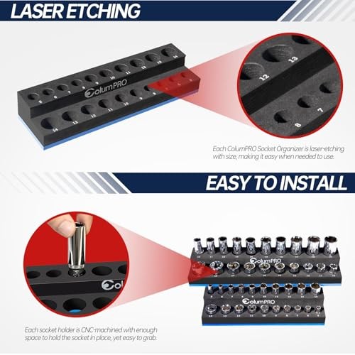 Foam Socket Organizer for Tool Box Drawer,Sockets Holder for Both Whole Set