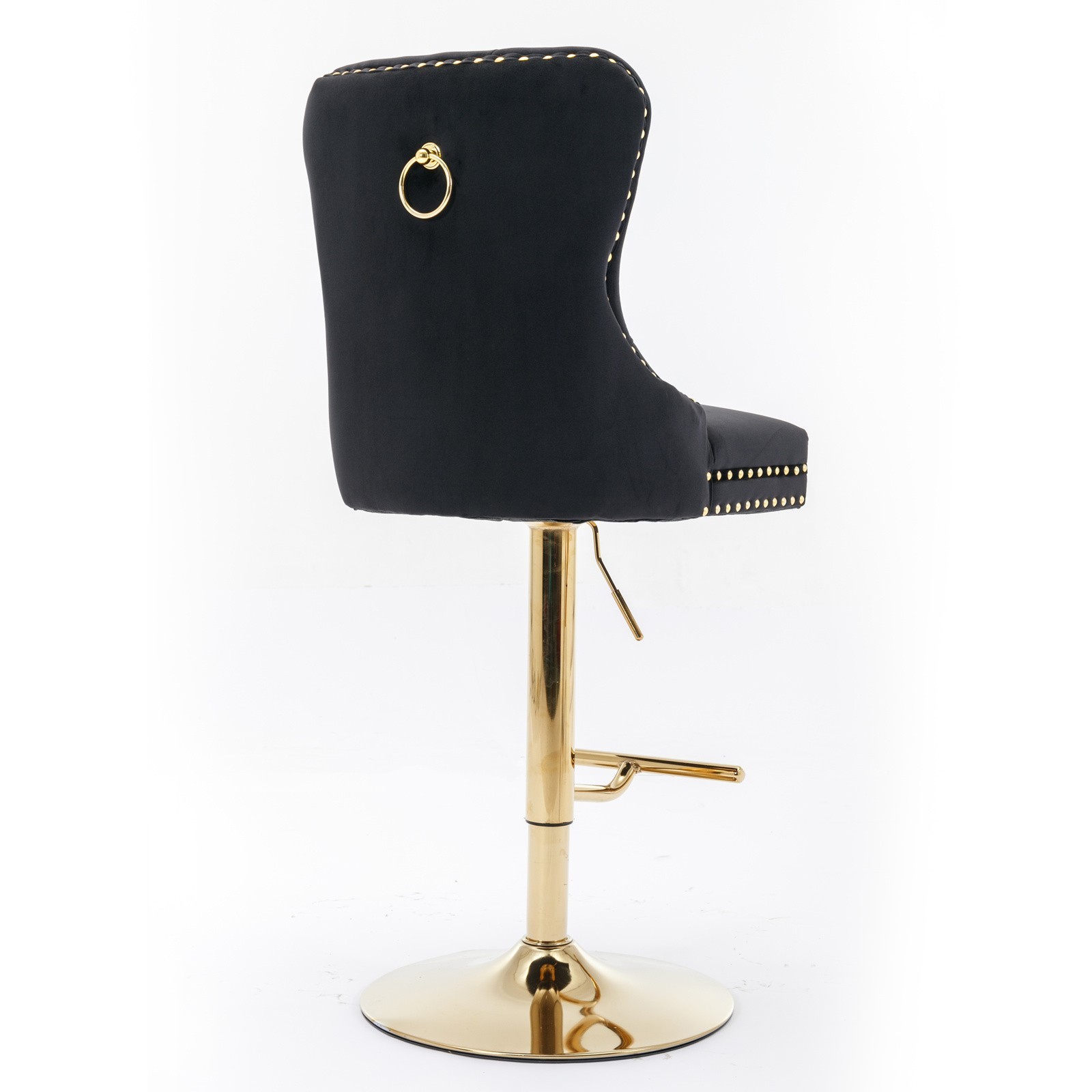 A&A Furniture Golden Swivel Velvet Barstools - Adjustable (27-35"), Tufted