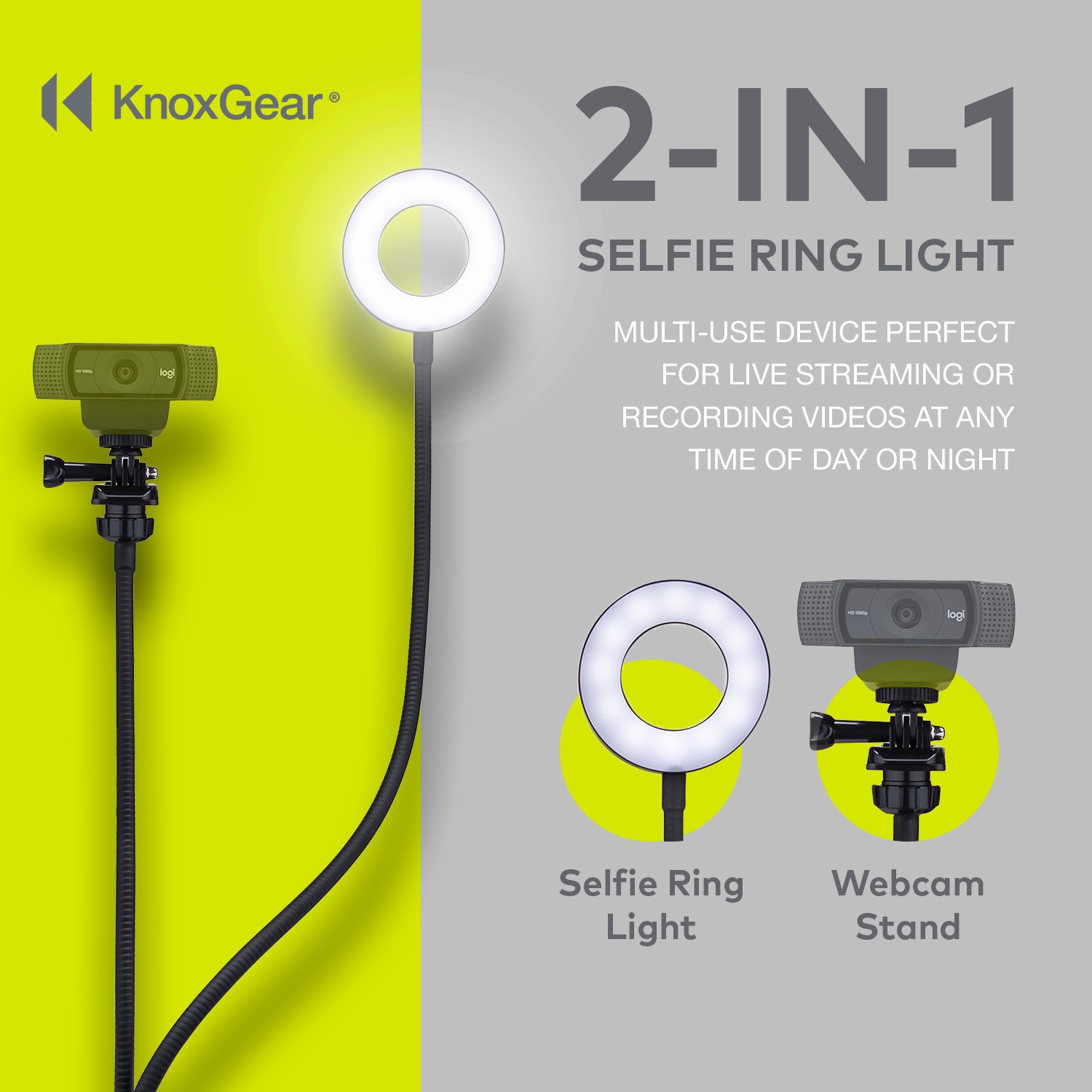 Knox Gear Webcam Stand with Selfie Ring Light VLOG Accessory MUST HAVE