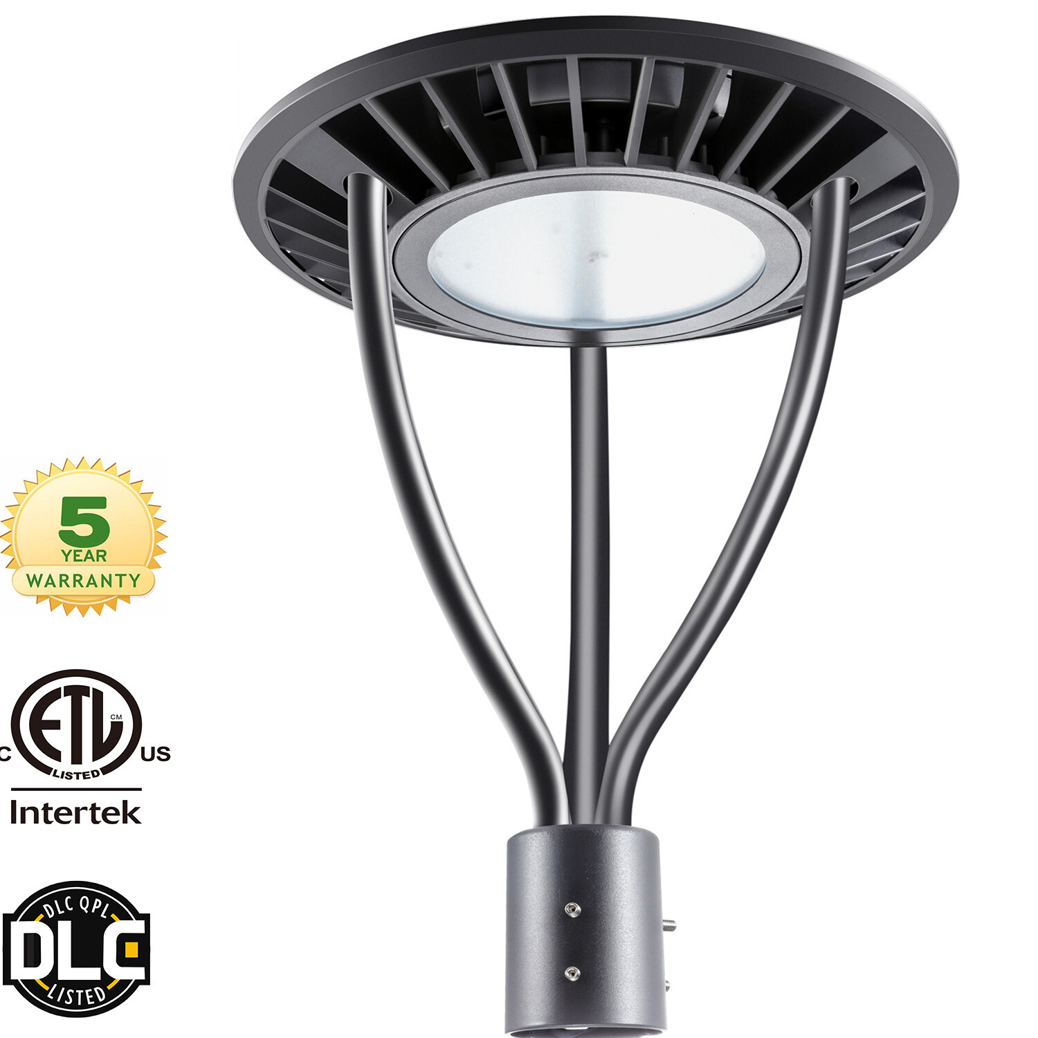 LED Circular Post Top Pole Lights for Garden Pathway Courtyard, 5000K 100-277VAC