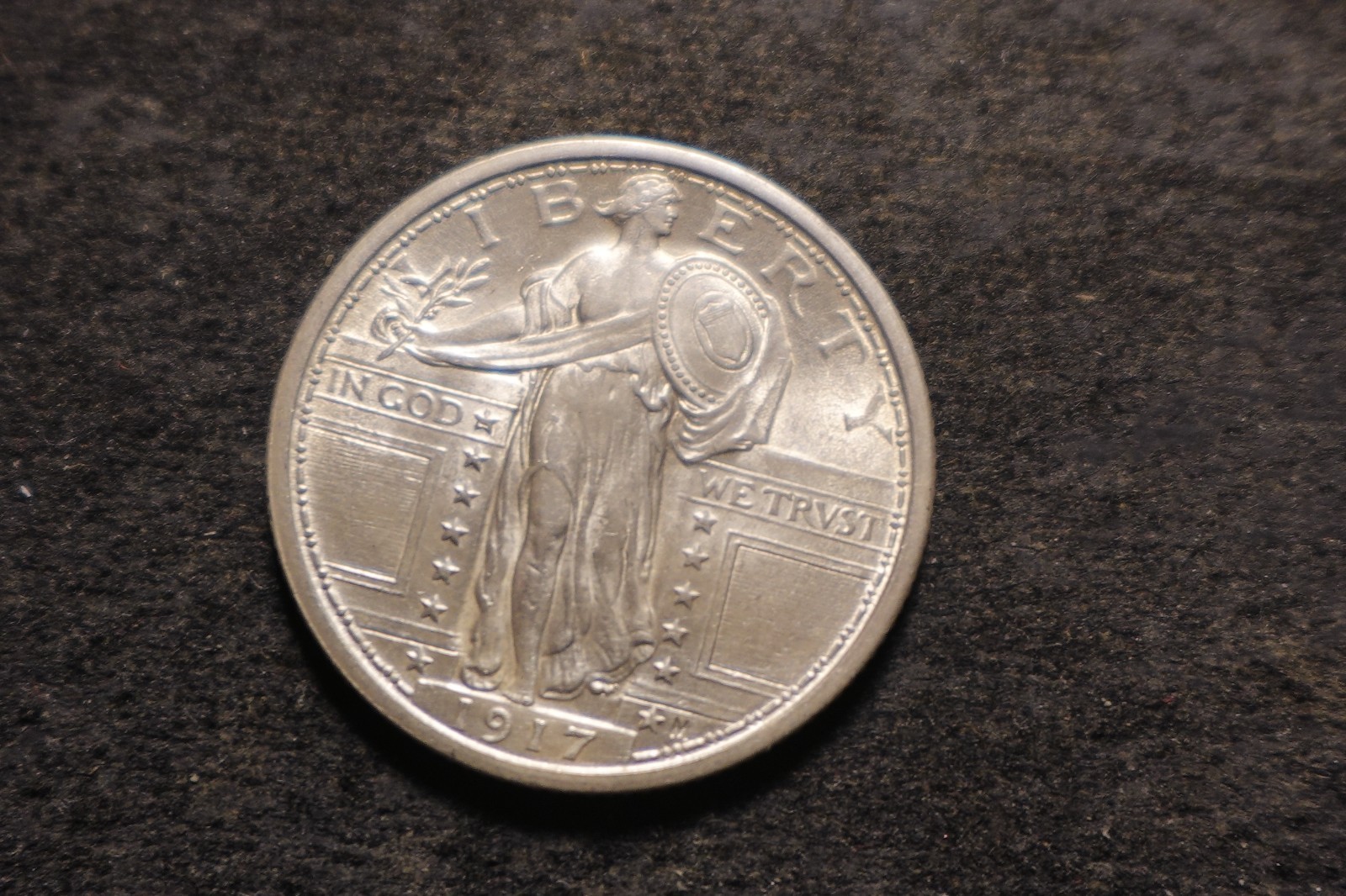 1917 TY1 BU FH BOLD DATE Standing Liberty Quarter Premium Coin NHX