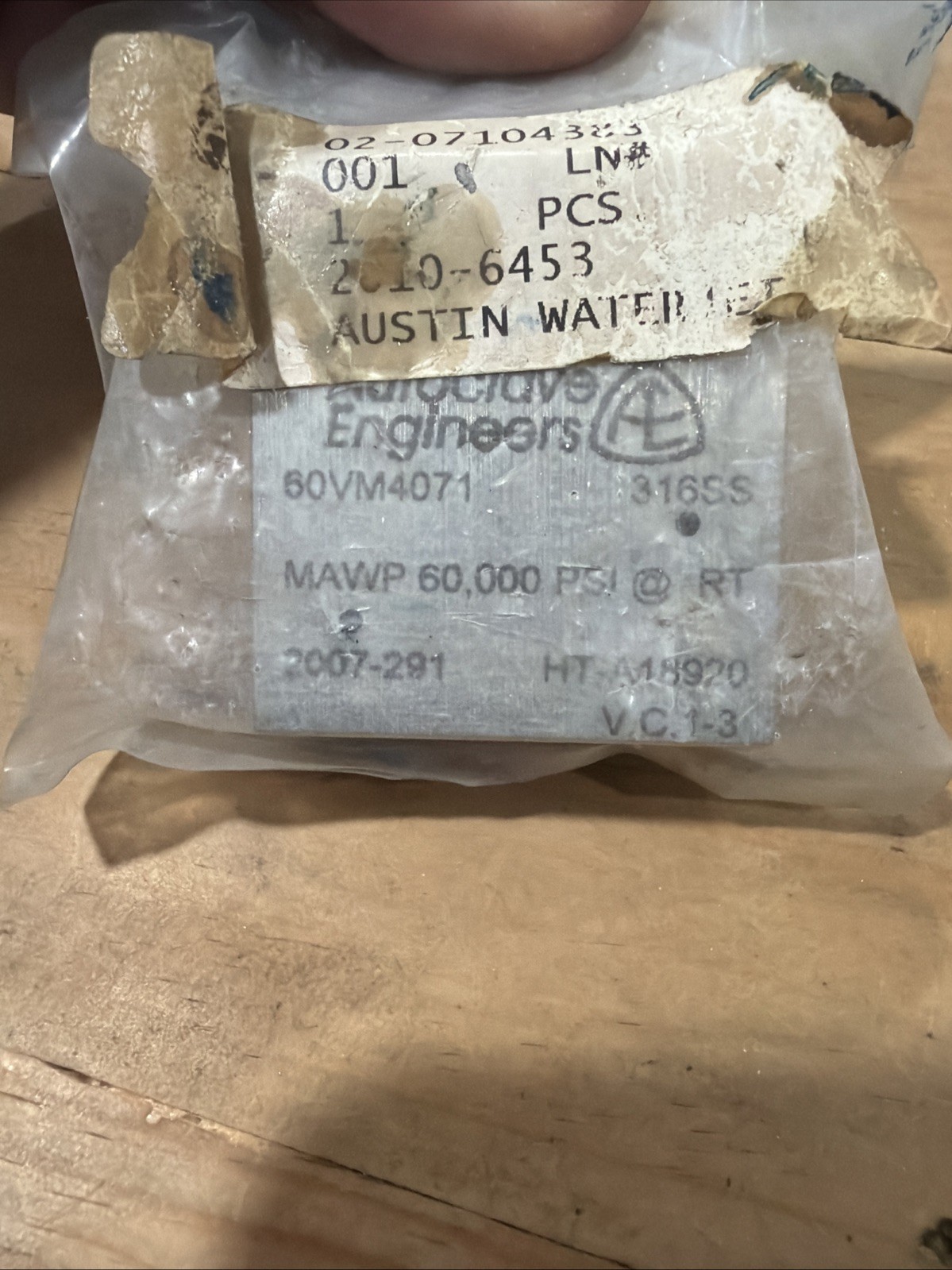 Autoclave Engineers 60VM4071 High Pressure Needle Valve New Sealed In Pack