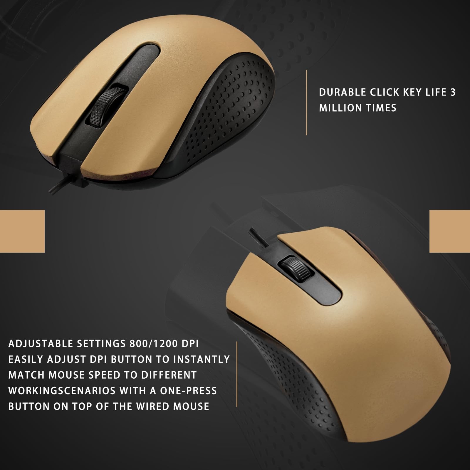 12 PCS Gold Wired USB Computer Mouse Bulk Ergonomic for PCs Laptops Office