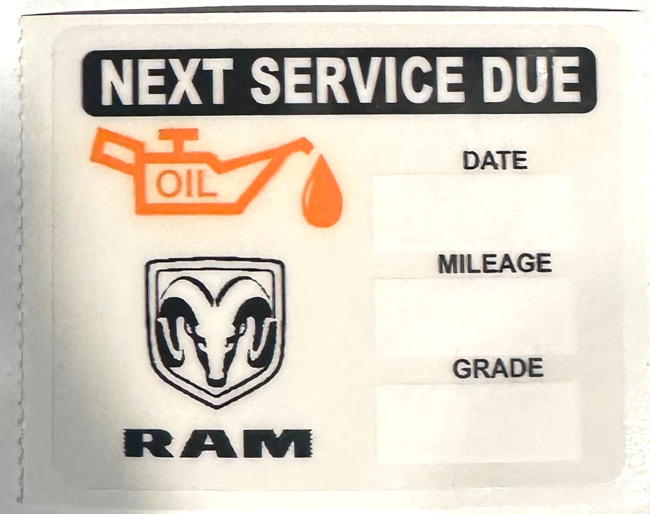 50 DODGE RAM LOGO STATIC CLING OIL CHANGE REMINDER STICKERS DECALS FREE S/H