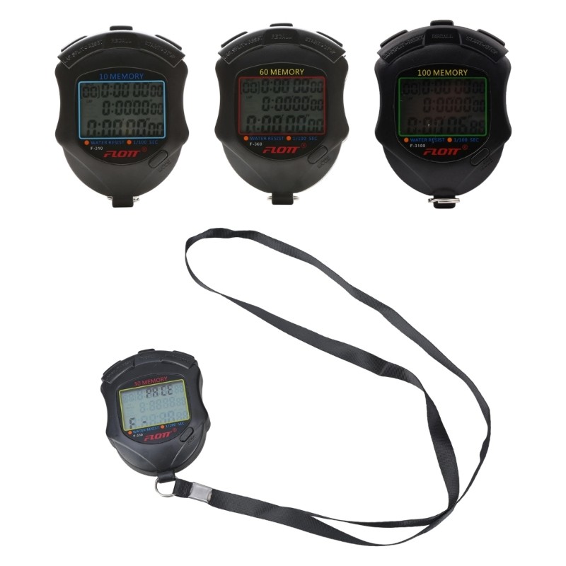 Professional Timer Stopwatches 10/30/60/100 Lap Memory Digital Stopwatches