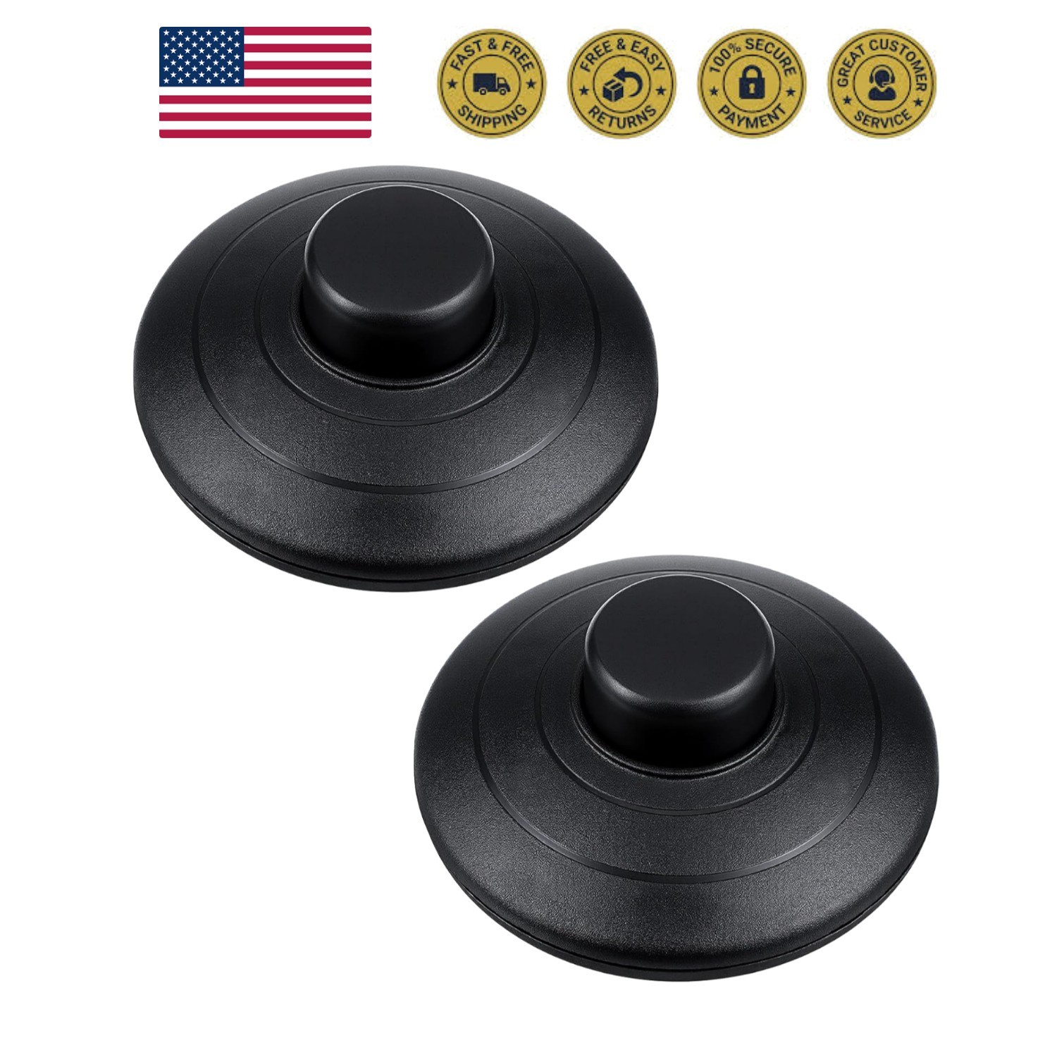 2 Pack Foot Pedal Switch, Floor Foot Switch for Lamp Round Black Inline Lamp ...