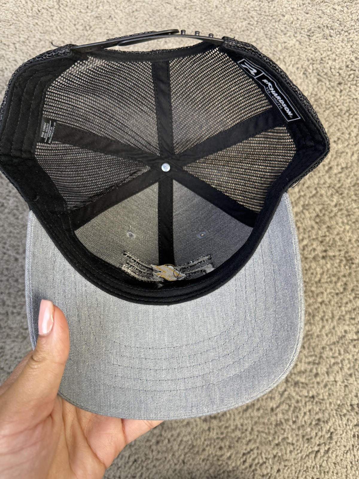 Richardson Hat Cap Snap Back Mens One Size Gray Trucker Mesh Back Adjustable