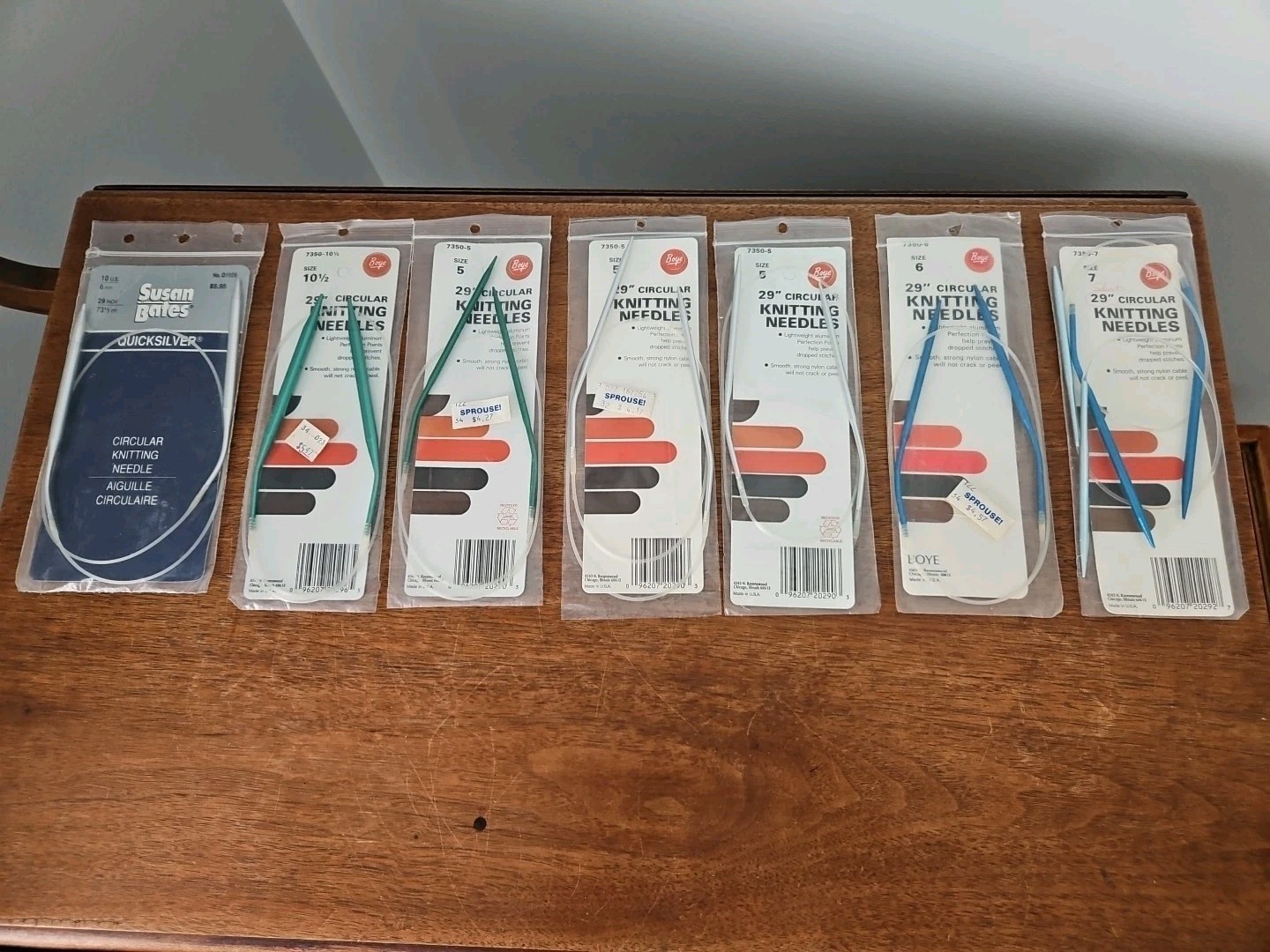 Lot Of 8 Circular Knitting Needles Susan Bates Boye Sizes 10.5, 10, 5, 6, 7  29"