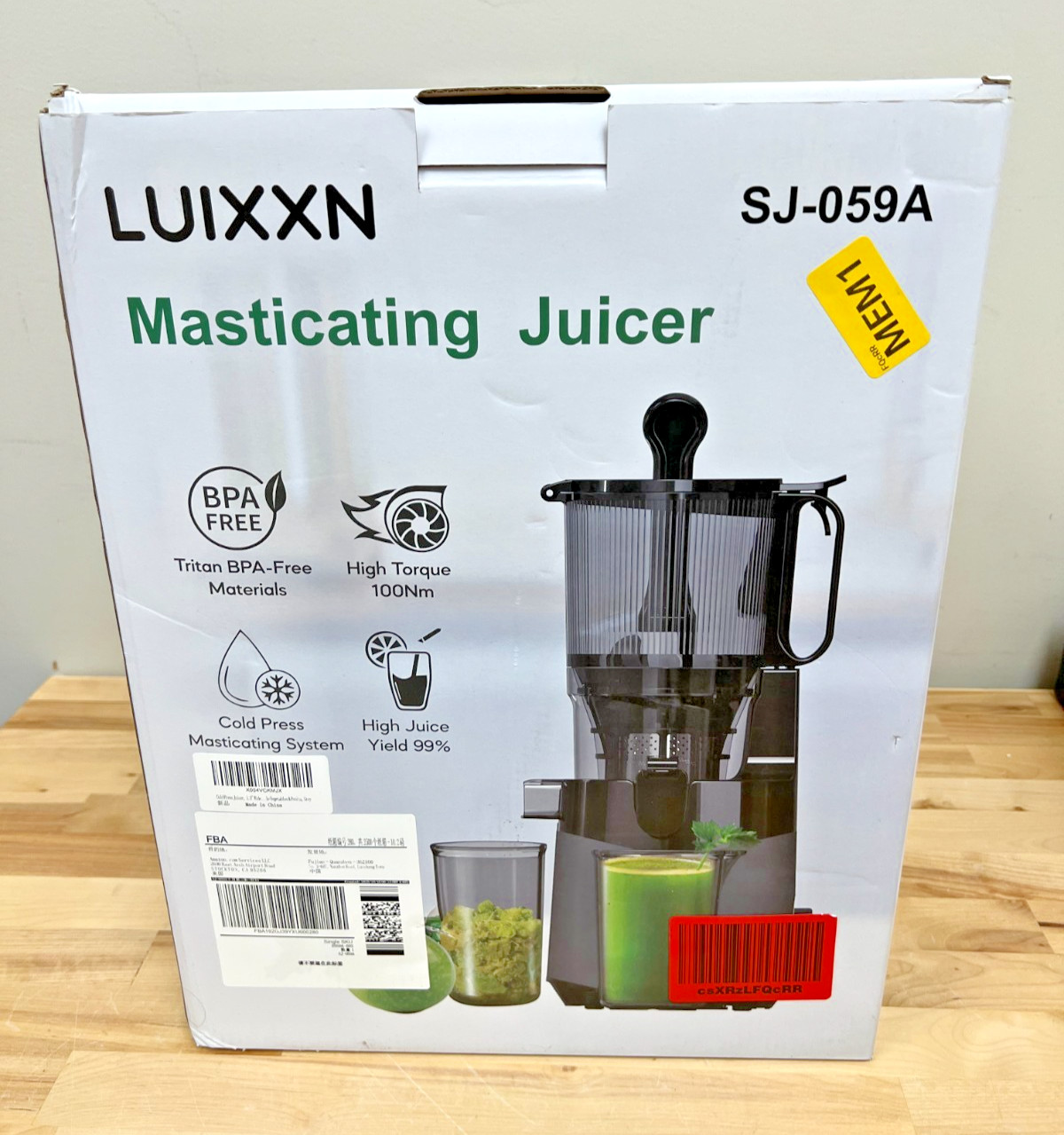 Luixxn Masticating Juicer Cold Press  SJ-059A NIB