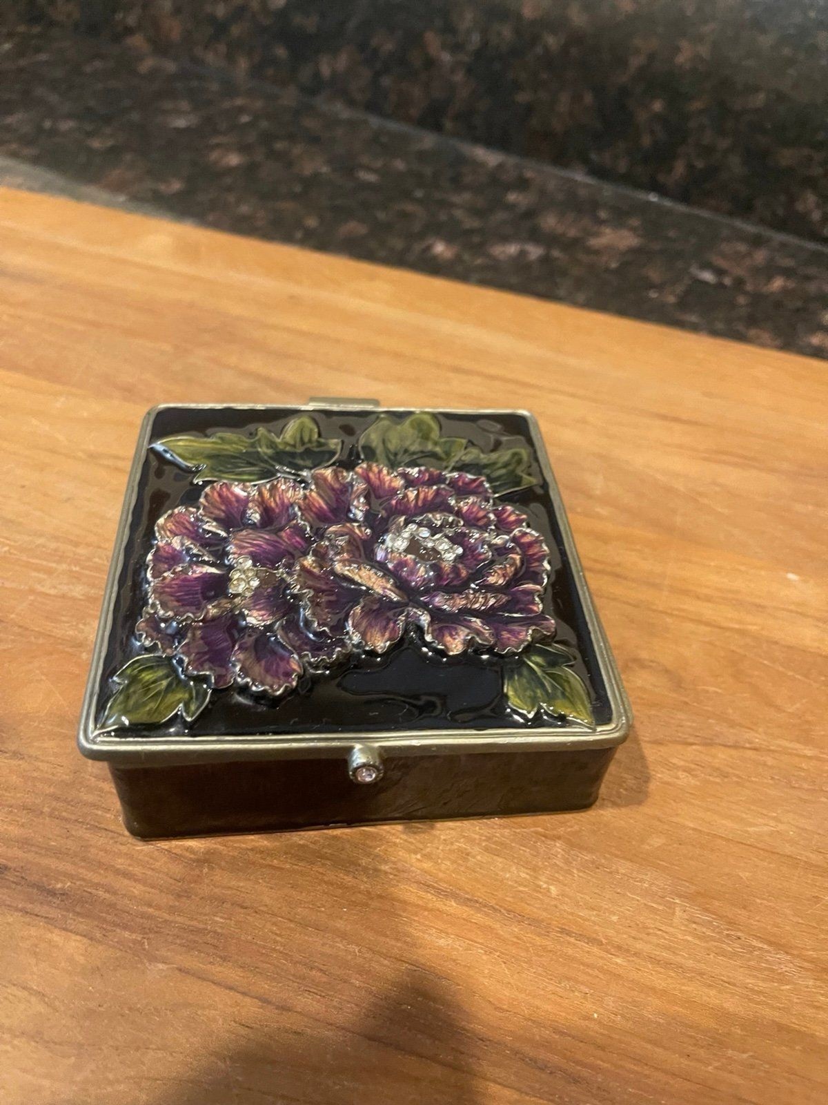 Enamel Flower Square trinket box