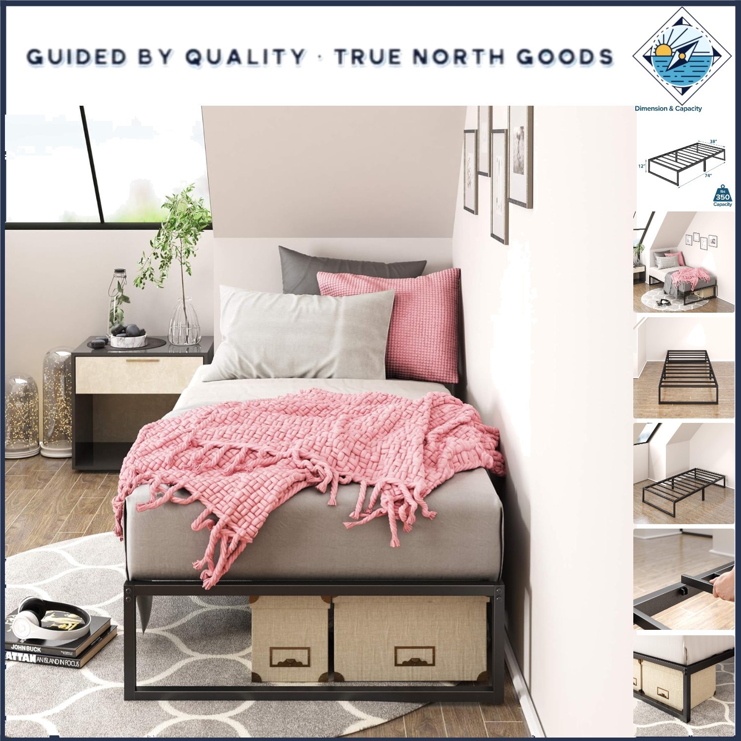 Lorelei Platform Bed, Twin, Black