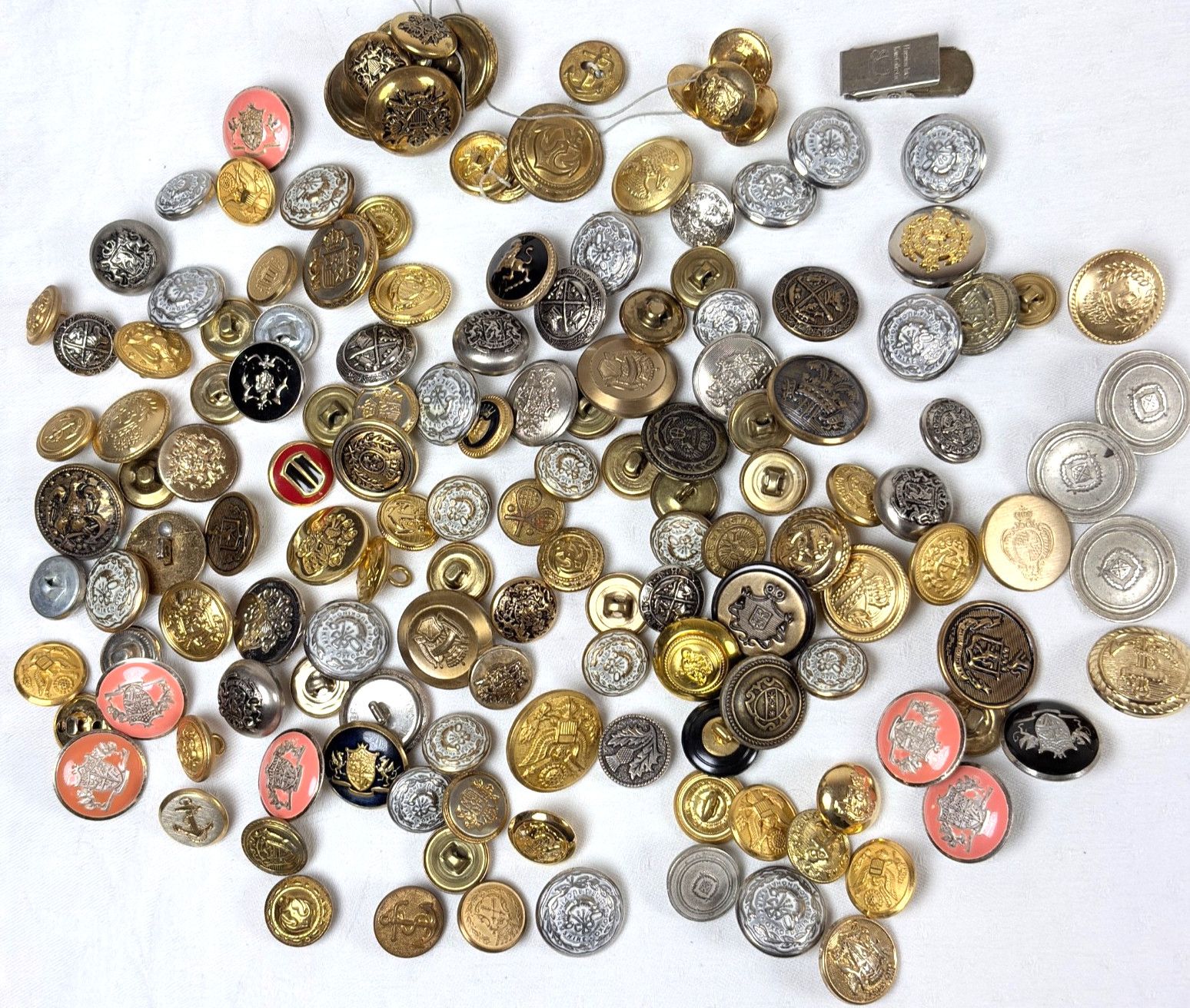 Vtg Military Button Lot 144 Brass Enamel Waterbury US Army Eagle Navy Anchor ++