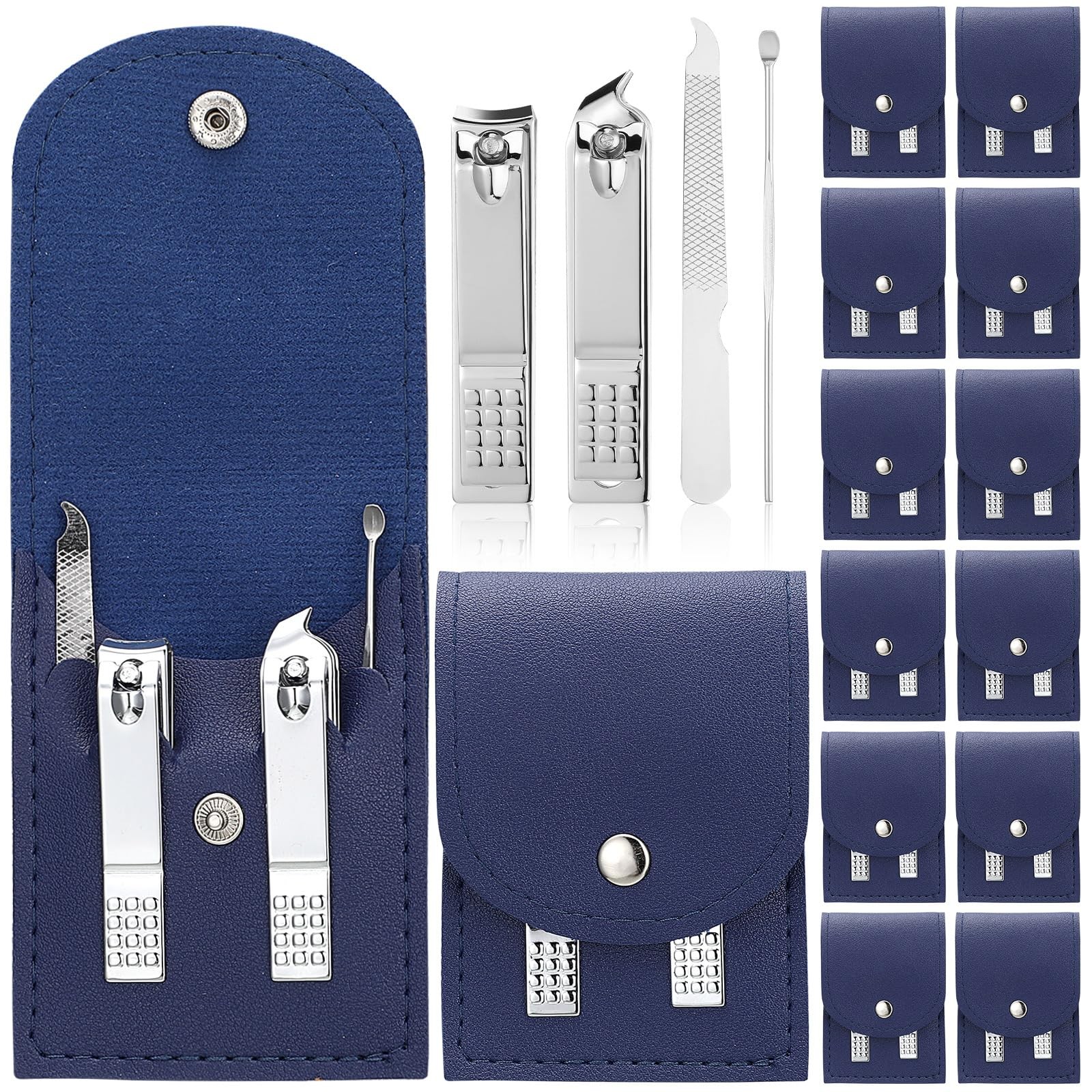 Geosar 12 Sets Manicure Set Bulk Nail Clippers Pedicure Kit 4 In 1, Dark Blue