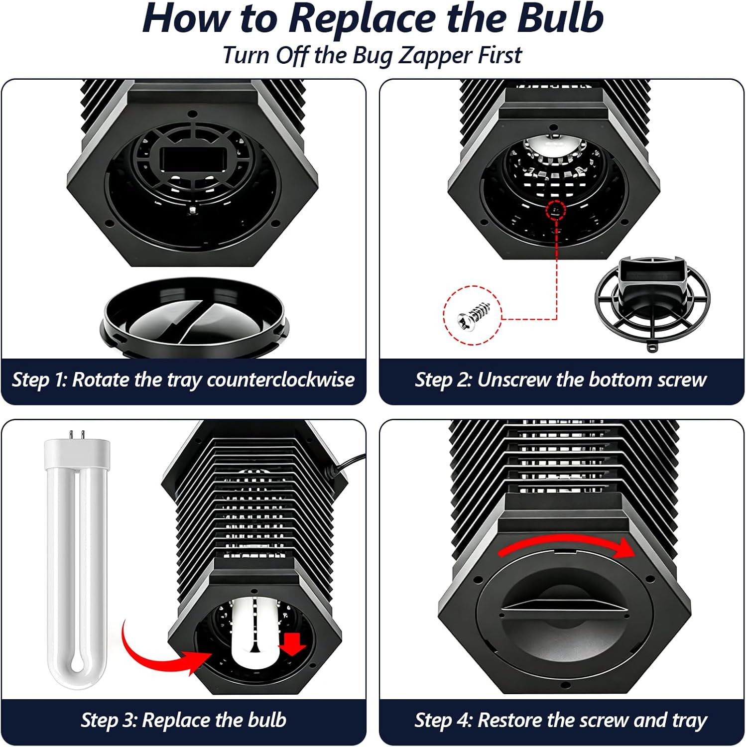 Bug Zapper Light Bulb Replacement for 15W Bug Zapper with 4-Pin Base, Ful 15W-BL