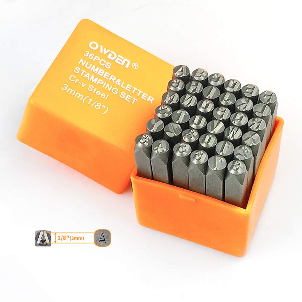 OWDEN Professional 36Pcs. Steel Metal Stamping Tool Set, 3mm 1/8" 3mm, Orange