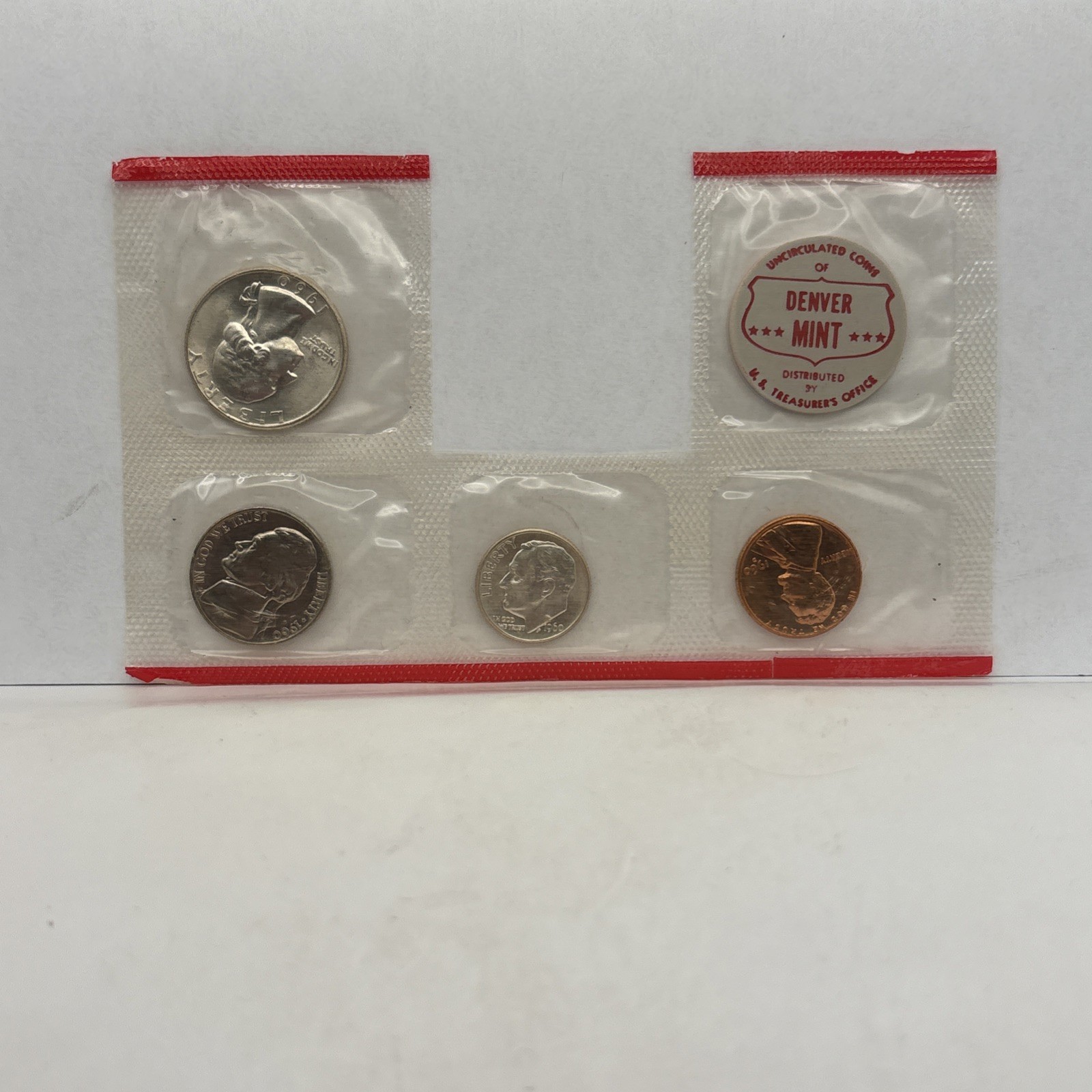 1960 Denver Mint UNCIRCULATED Set Missing Half - 90% silver quarter & dime