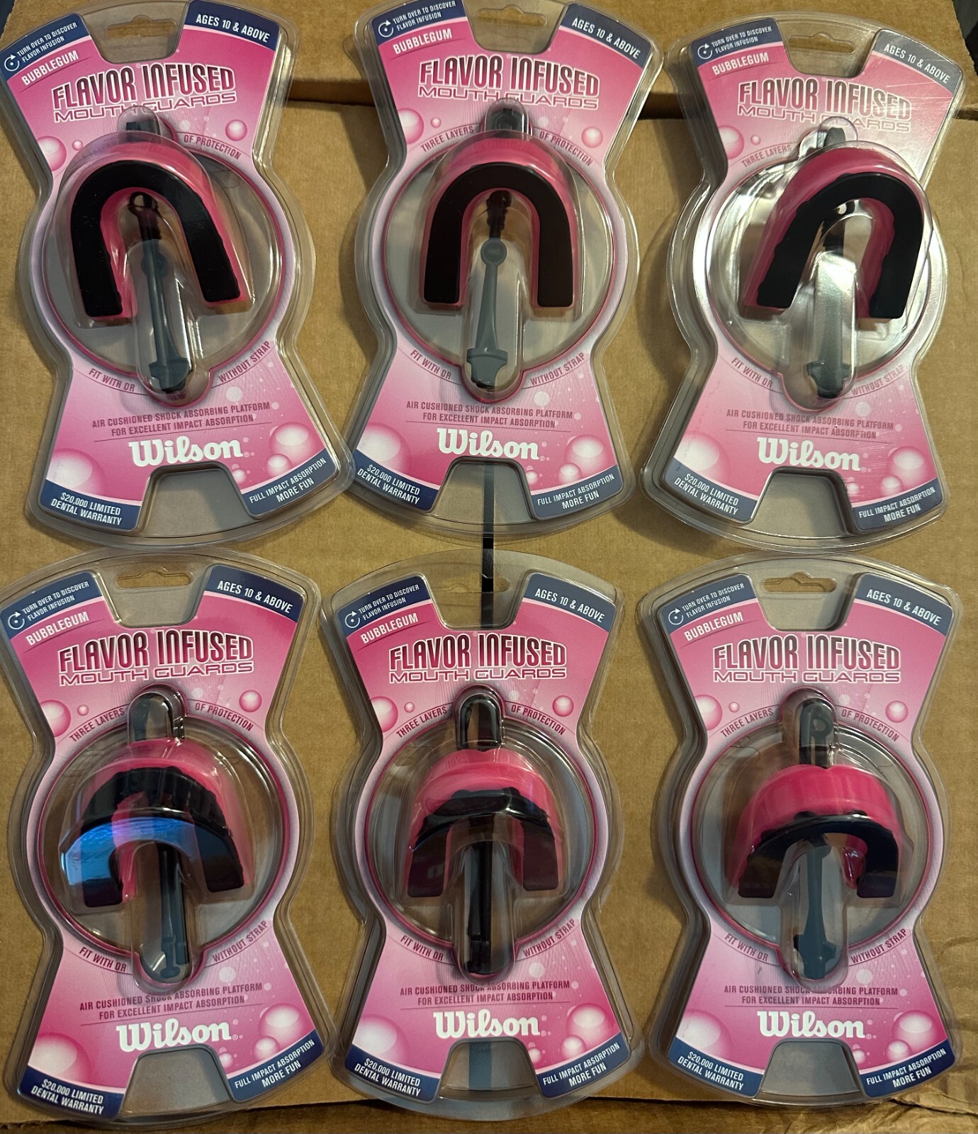 Wilson X-Series Flavor Infused Mouth Guards - Pink Bubble Gum - NEW - Lot of 6