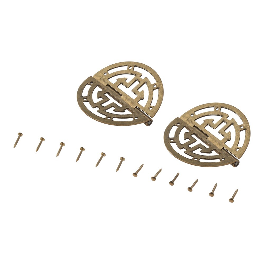 2pcs Round Hollow Hinges Brass Yellow Bronze 45mm/1.77inch for Home Office Shop