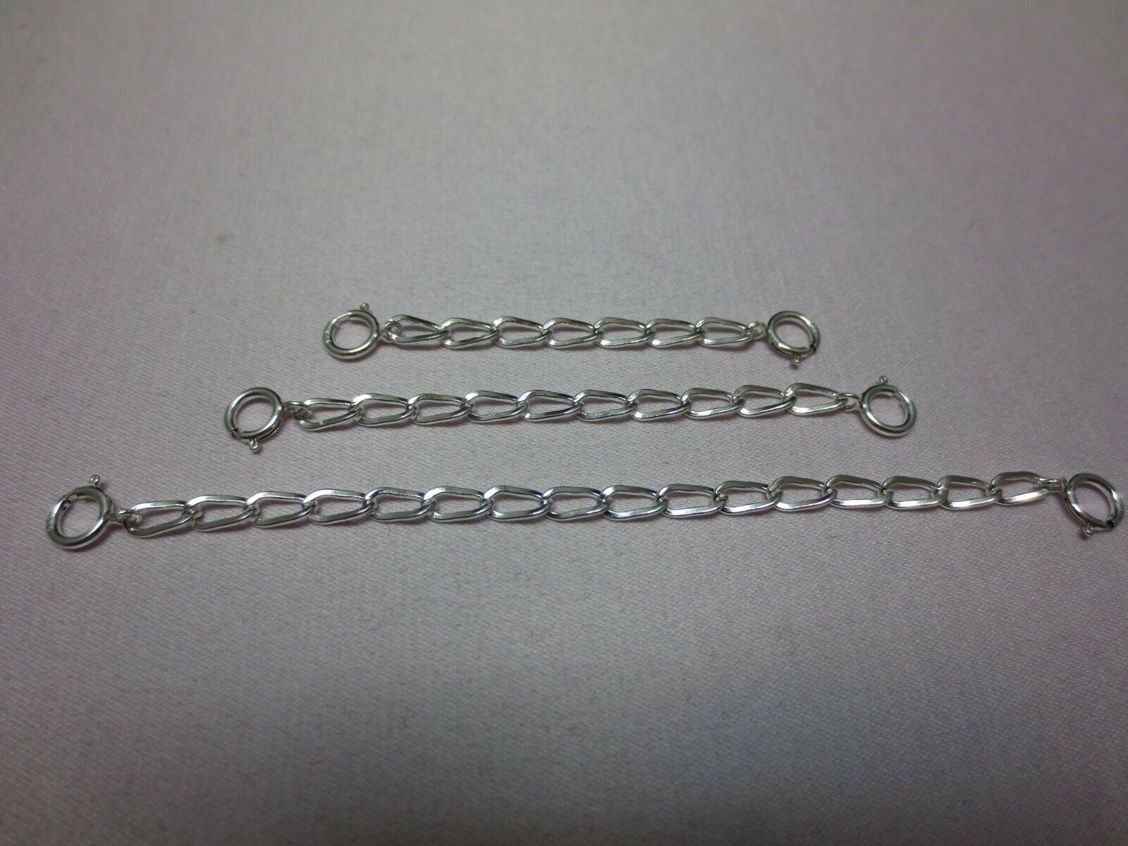 SOLID STERLING SILVER 3.0mm 14 INCHES EXTENDER / SAFETY CHAIN W/ SPRING RING