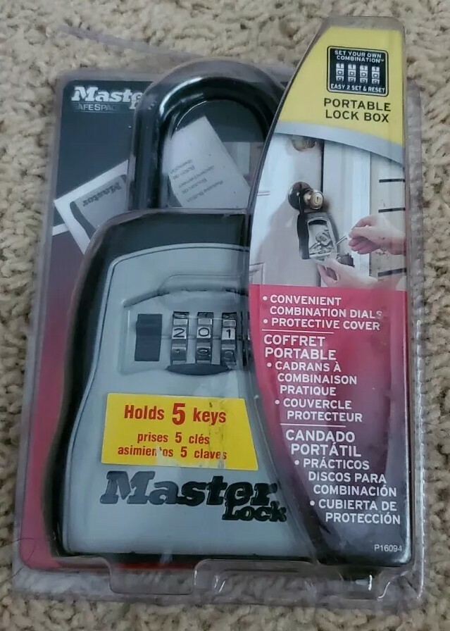 MasterLock Combination Lock Portable Security Safe 4-Digit Key Storage Steel NEW
