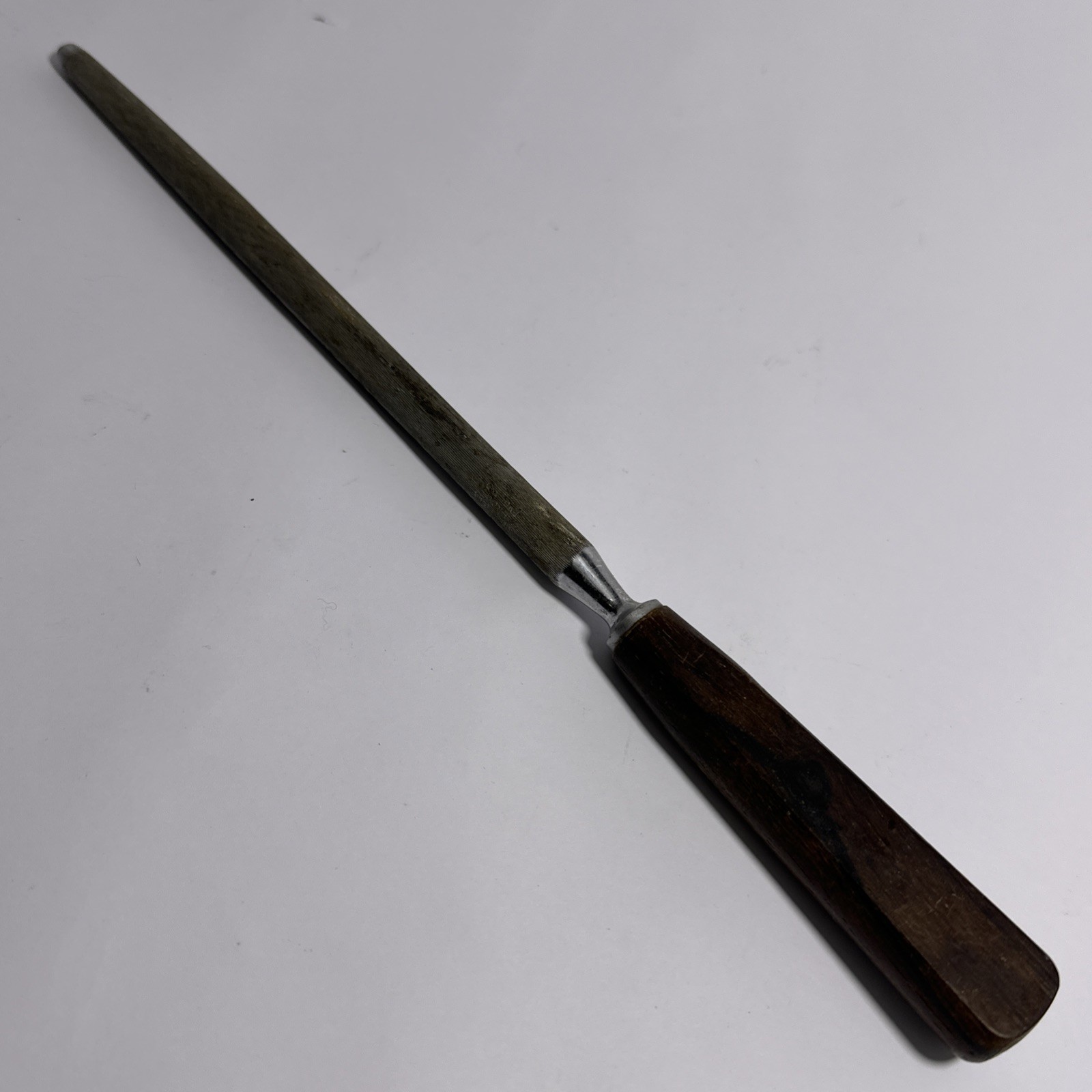 Ekco Sheffield Honing Steel Knife Sharpener Rod England Wood Handle 12” Vintage