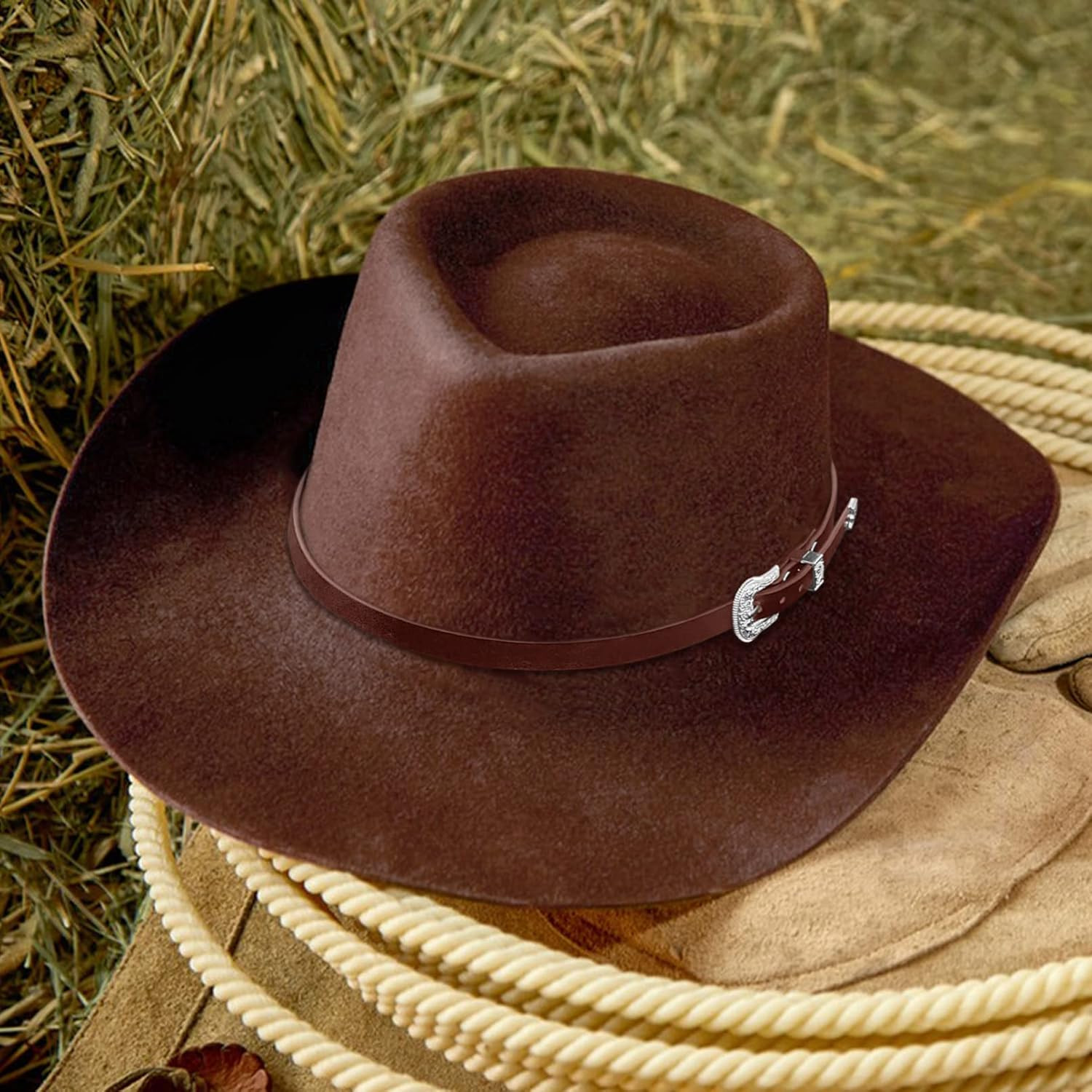 Cowboy Hat Bands for Men Women Western/Fedora/Panama/Straw Hat Belts Leather Cow