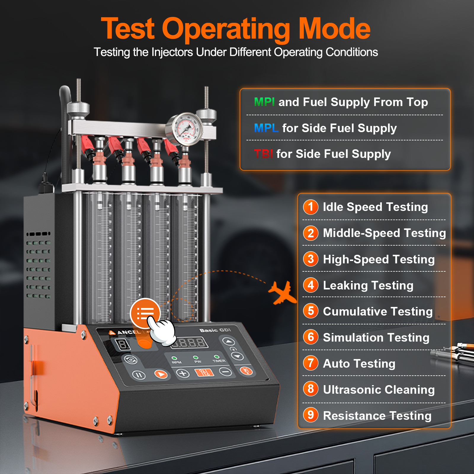 ANCEL ANJ400 Fuel Injector Cleaner Tester Low-resistance Injector Test Function