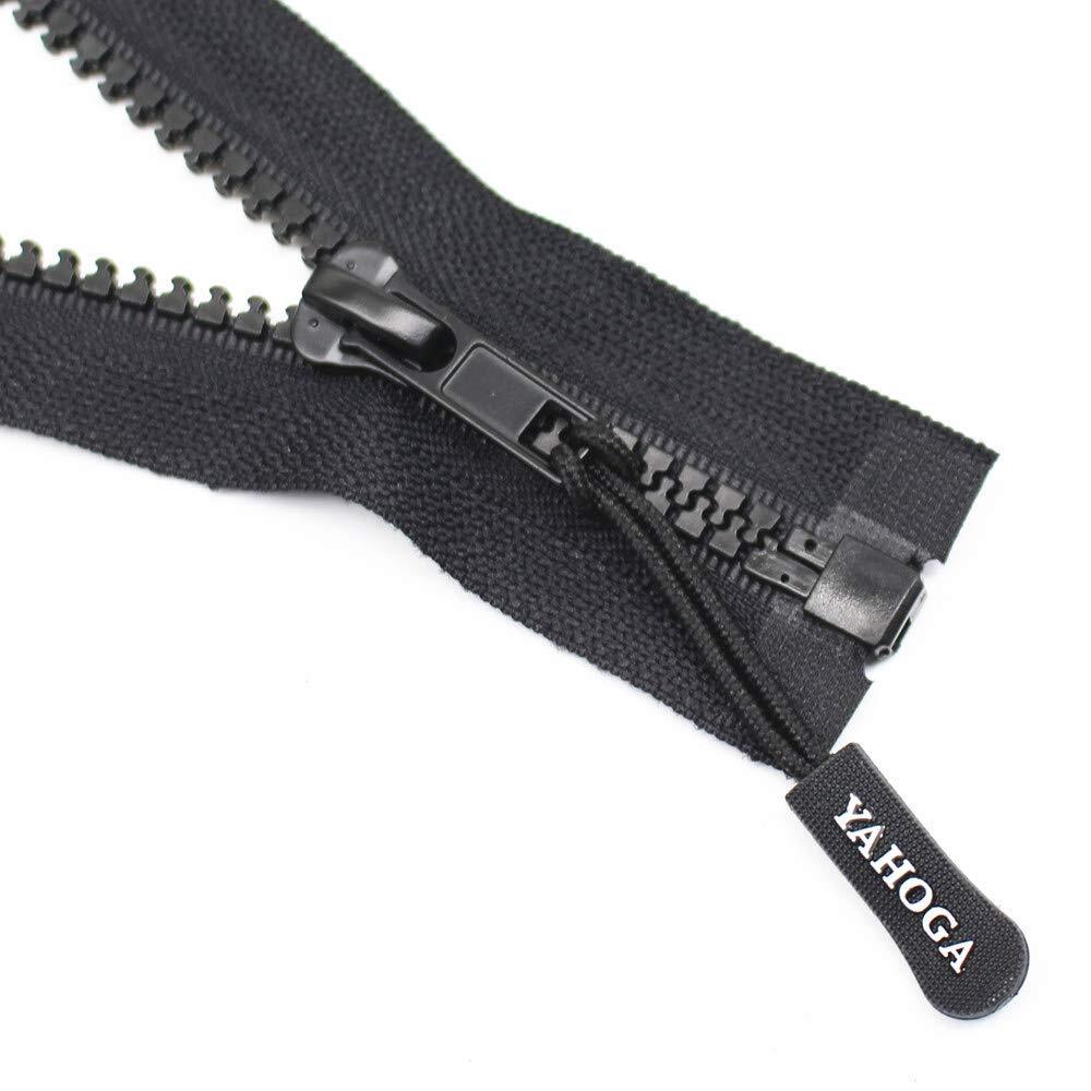 2PCS #5 36 Inch Separating Jacket Zippers Black Molded Plastic Sewing