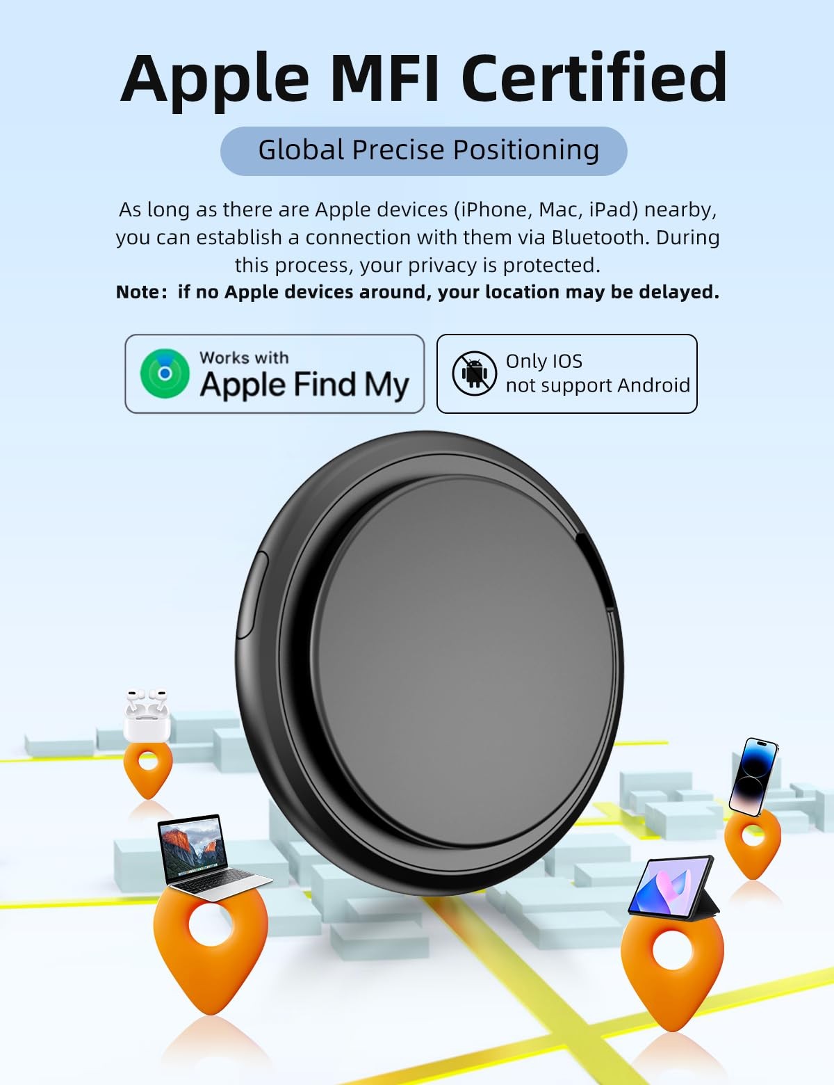 [Apple MFi Certified] Air Tracker Tags-4 Pack, Bluetooth Tracker Smart Tag, W...