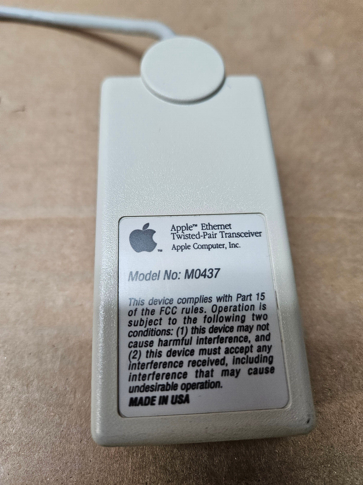Vintage Apple M0437 Ethernet Twisted-Pair Transceiver Fast Full Refunds