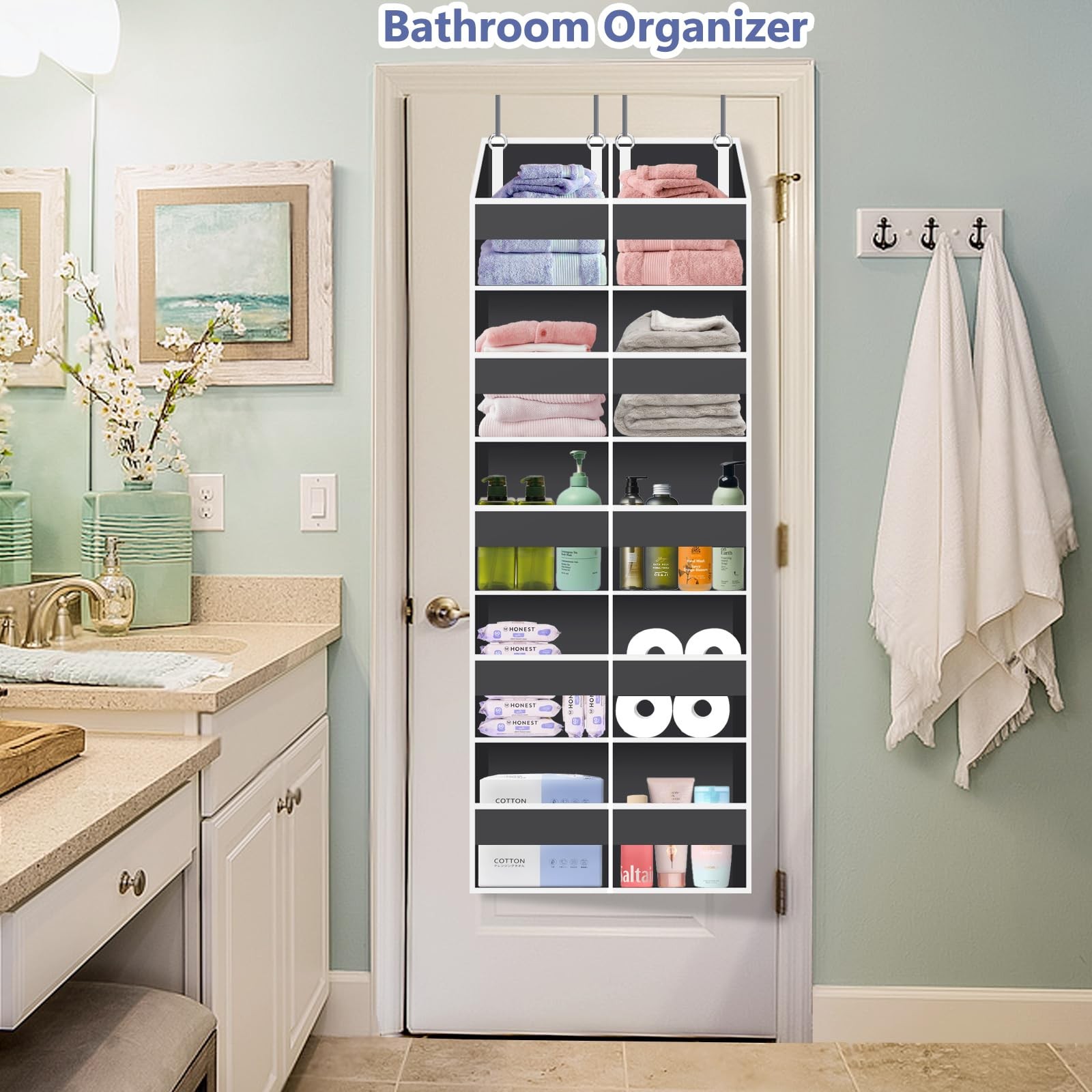 New Heavy Duty Over The Door Organizer 5 Tiers, Extra Large Behind Storage of 10