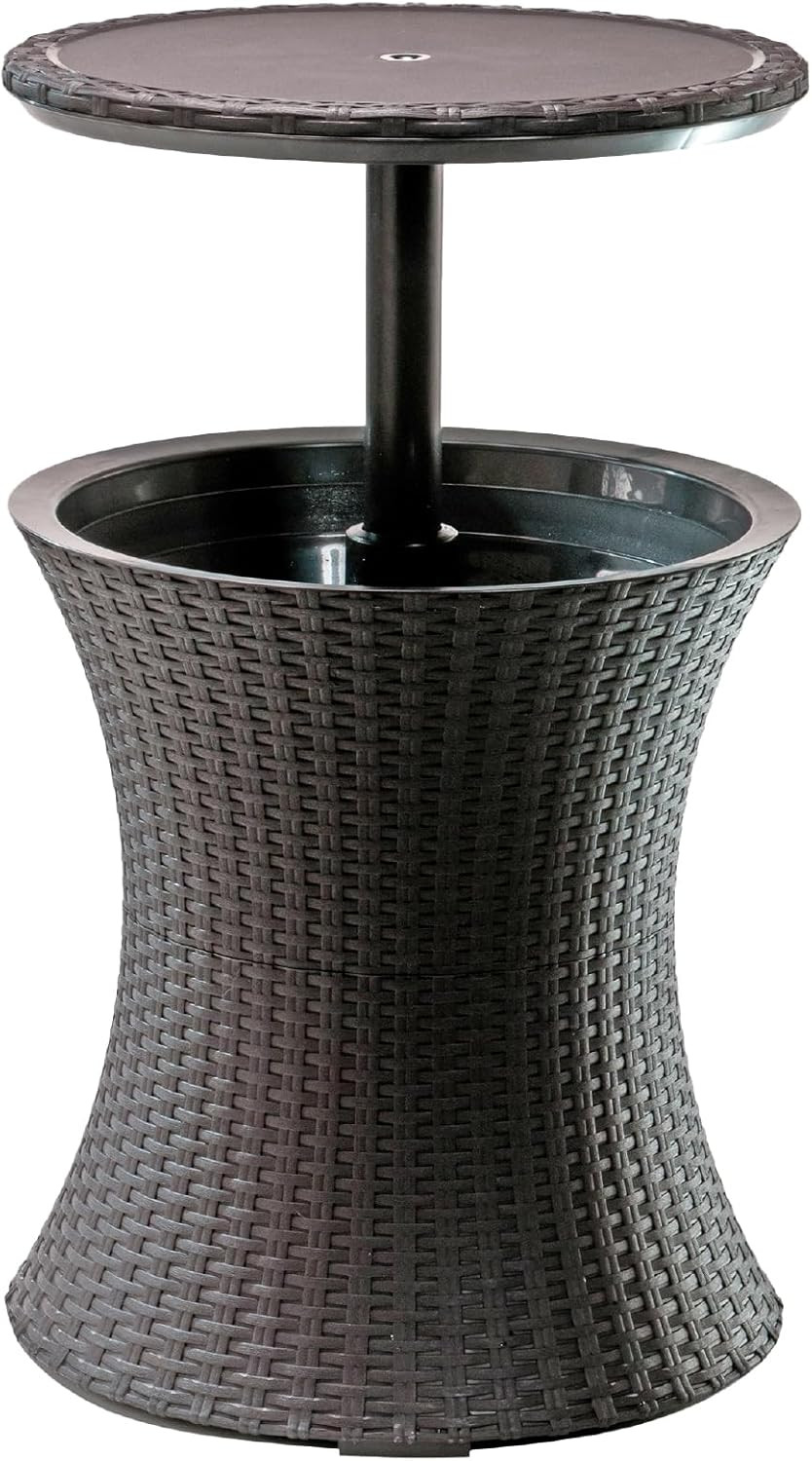 Keter Pacific Cool Bar Outdoor Patio Furniture and Hot Tub Side Table with 7.5 G