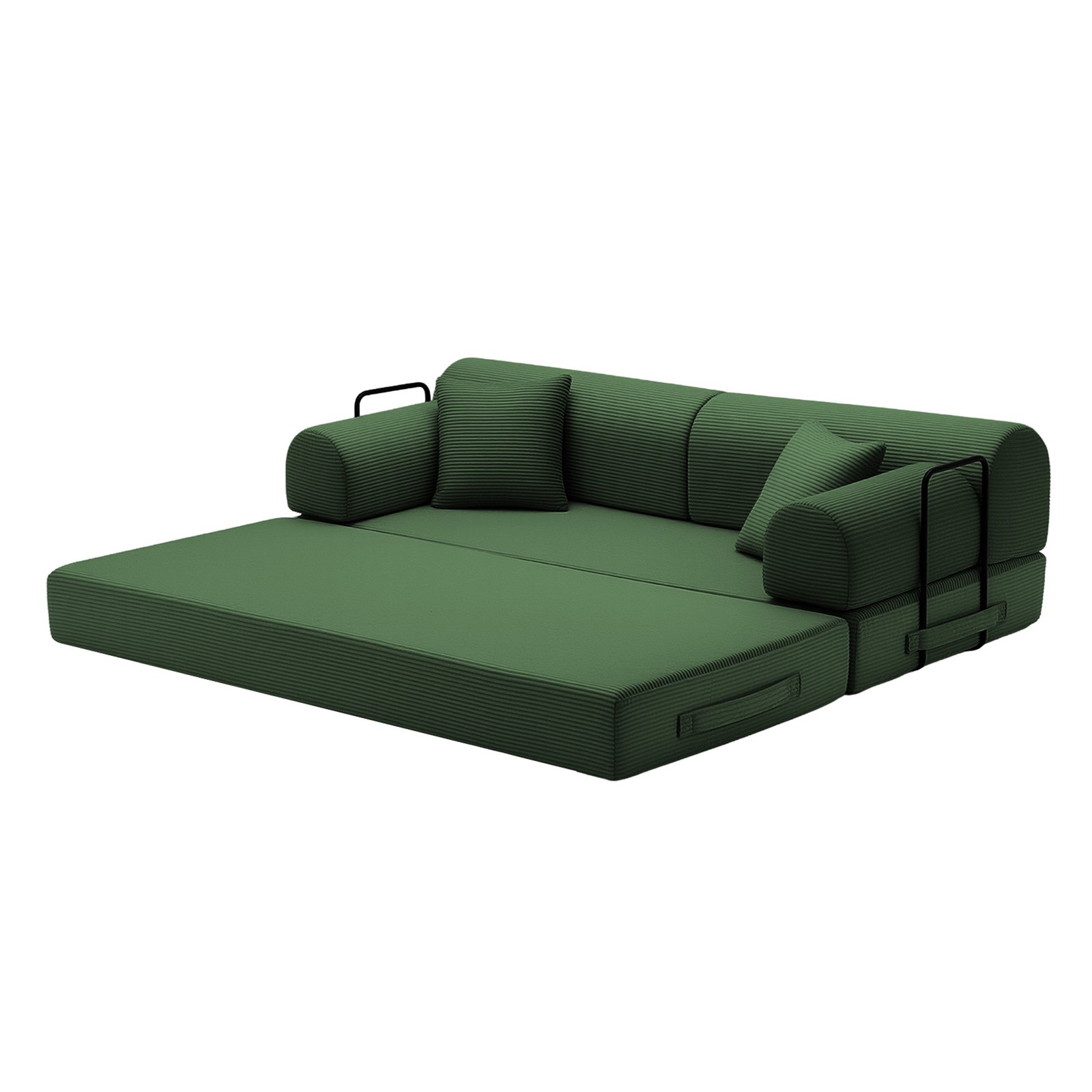 Convertible Sleeper Sofa Bed, Corduroy Folding Couch, Dark Green