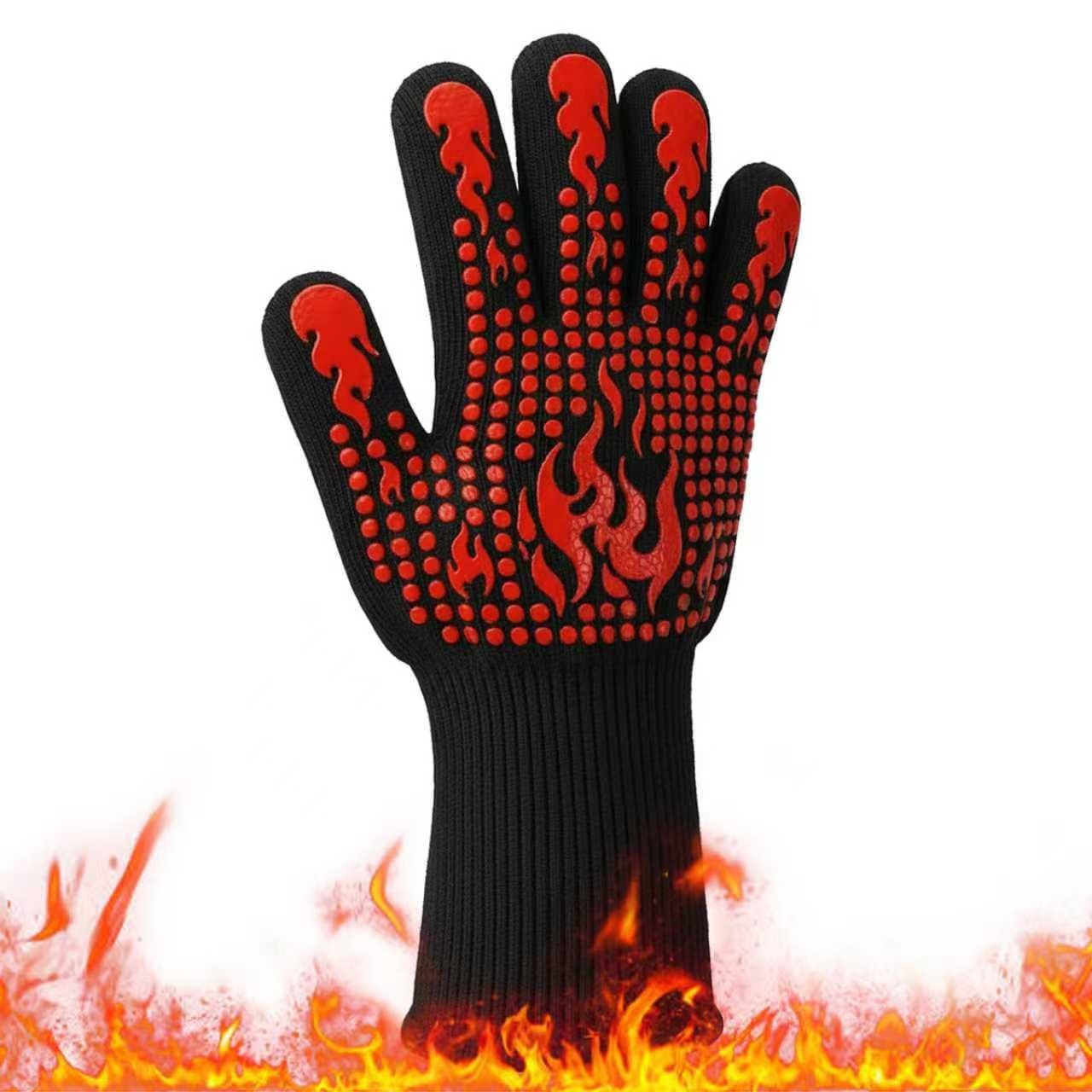 Glacio Pouch Single Heat Resistant Silicone BBQ Glove, 13.78 Inch long, Red