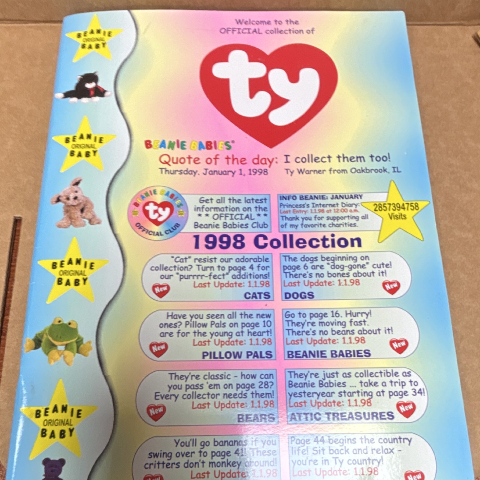 Ty 1998 Beanie Babies Official Collection Catalog Illustrated Cats