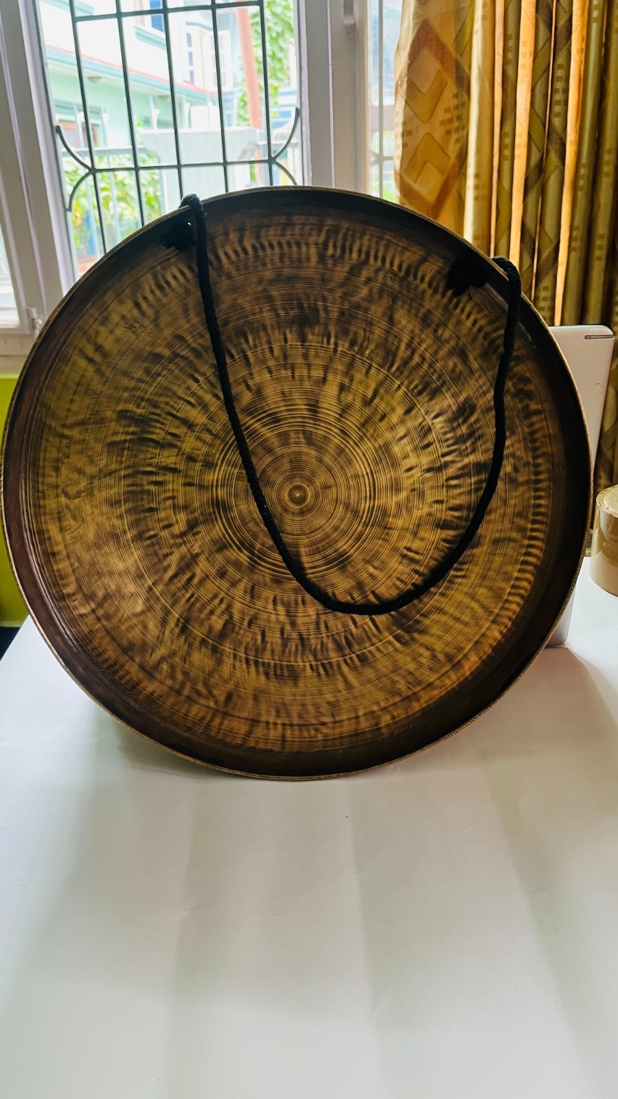 16 inches Handcrafted Tiger Eye Gong-Deep Sound and Vibration-Meditation, Yoga