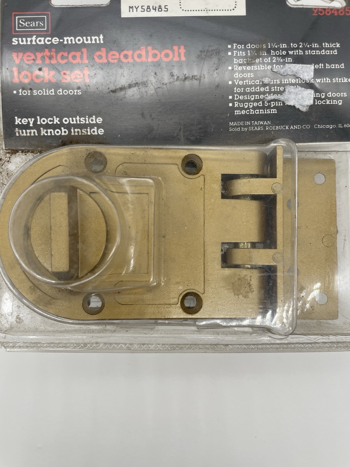 Security Deadbolt Surface Mount-Vertical NEW Sears 958405 Made In Taiwan