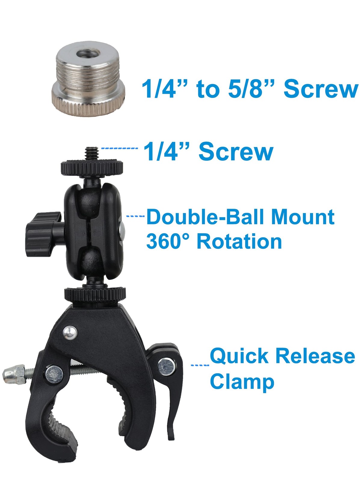 Hocoder Mic Crab Clamp Mount with 1/4 to 5/8 Inch Thread for Stands