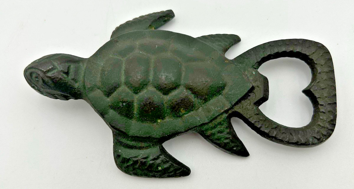 Cast Iron Sea Turtle Handheld Beer Soda Bottle Opener Rustic Nautical Bar Decor