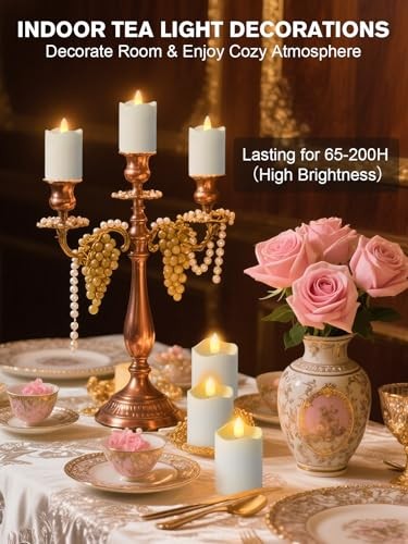 Rechargeable Tea Lights Candles with Remote Timer, 2" x 2.1" 6 pack White