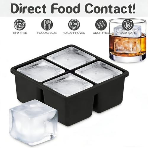 Silicone Ice Cube Tray (1-Pack), Easy Release 2" Big Ice Cubes Four-panel comic
