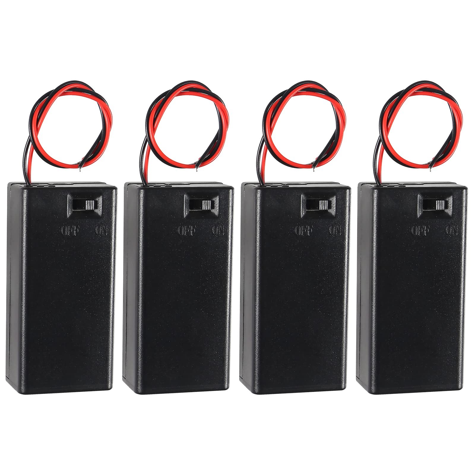 DIANN 4pcs 9V Battery Holder with ON/Off Switch Case Wire