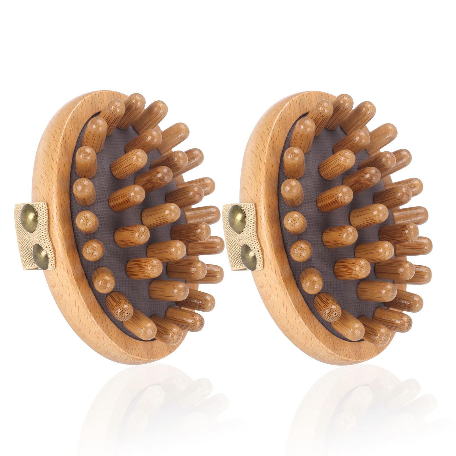 DEBETOOL Wood Therapy Massage Tools - 2-Pack Wooden Meridian Brown